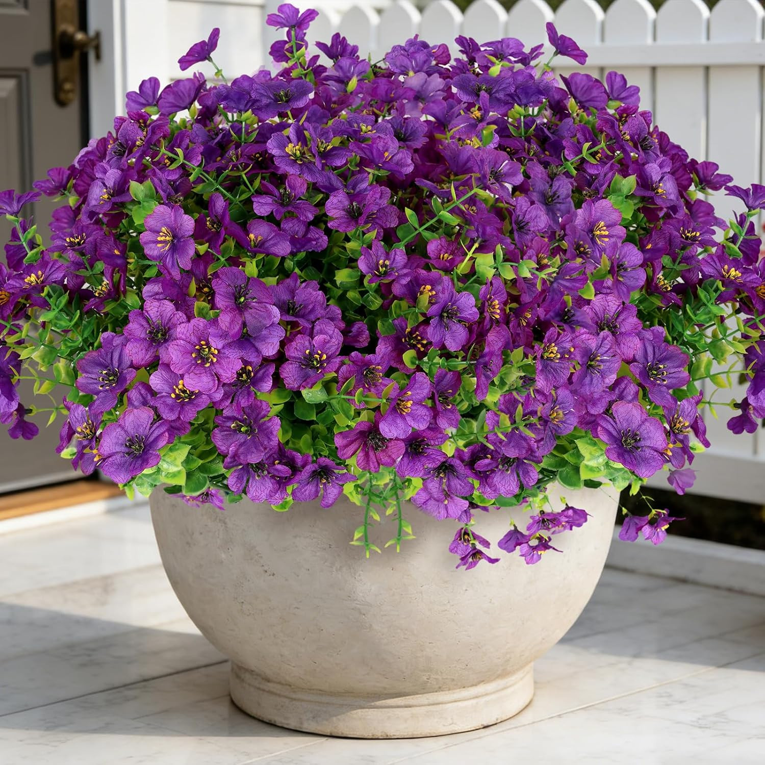 ICEROYCE Artificial Flowers for Outdoors, 16 Bundles UV Resistant Fake Outdoor F