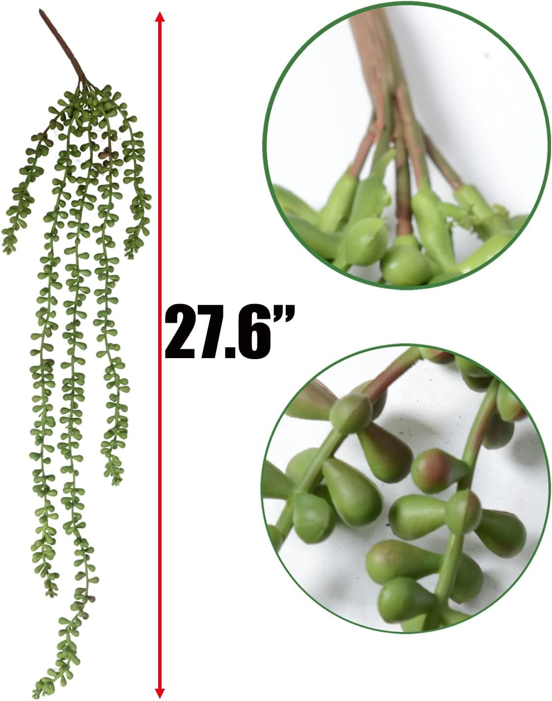 3 Pcs Artificial String Of Pearls Hanging Succulent Vines 27.6 Inch Green
