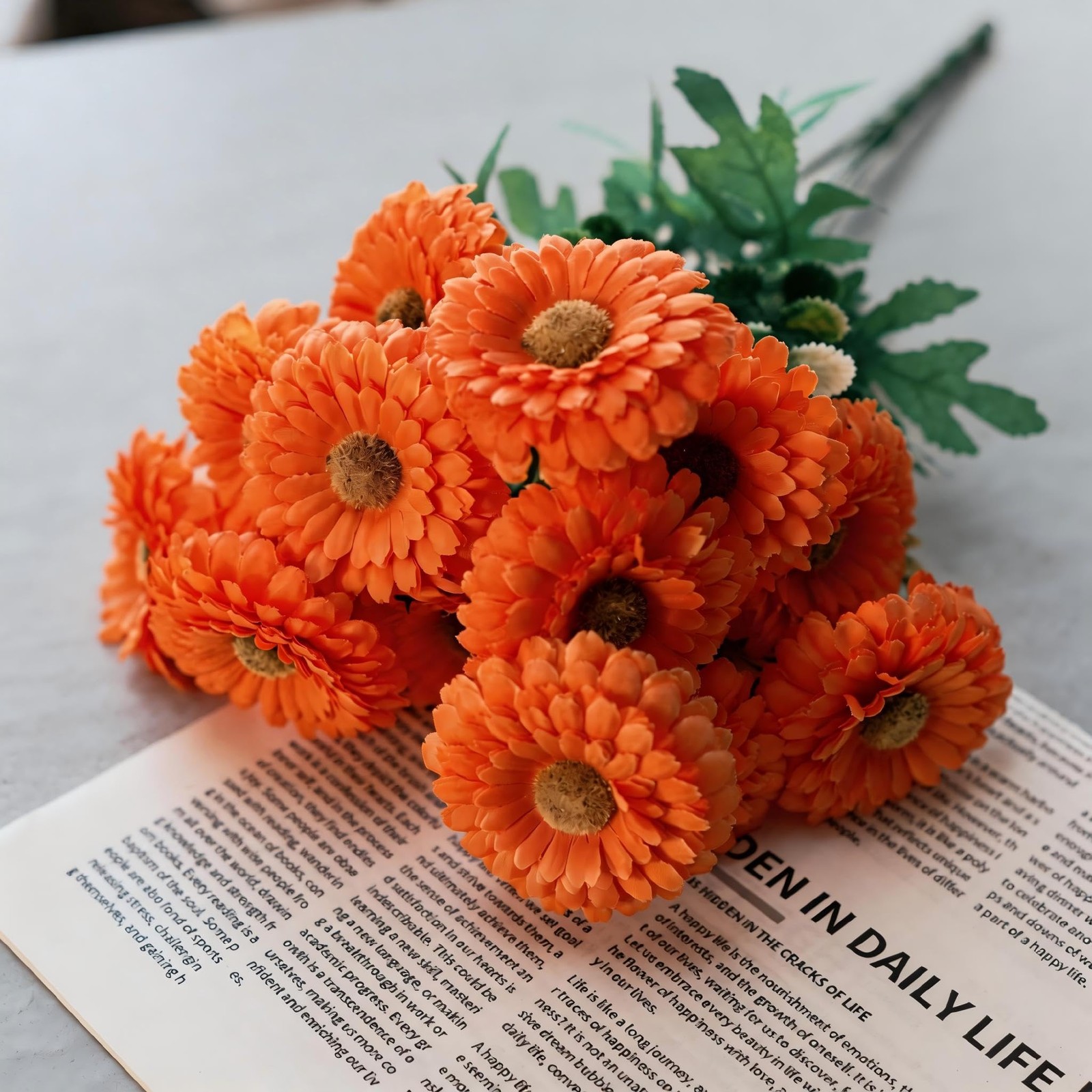 Artificial Mums, Outdoors Faux Fall Flowers Plants for Autumn Home Decor, 10 …