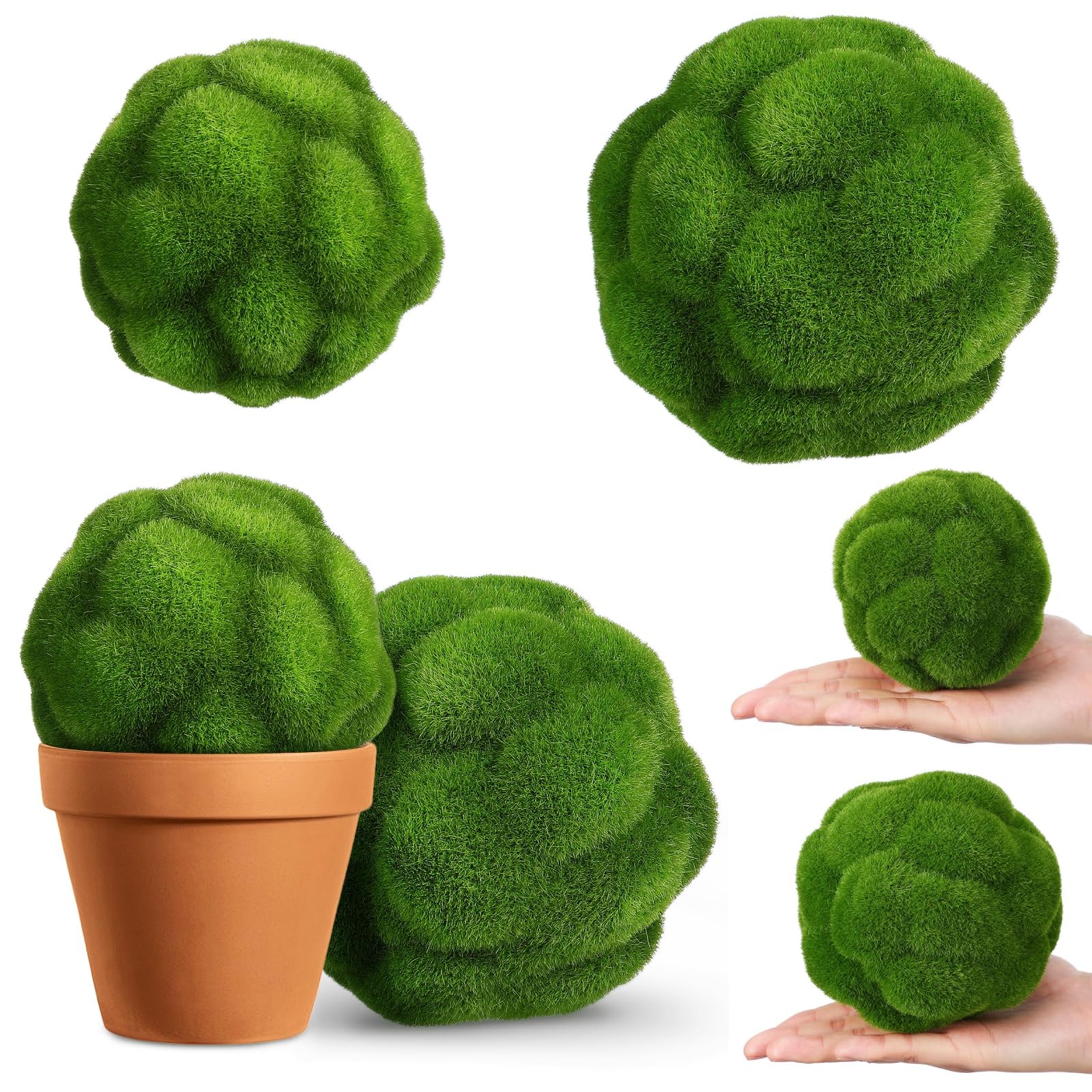 4Pcs Simulated Mossy Ball Decorative Balls Artificial Plant Ornaments for Bow…