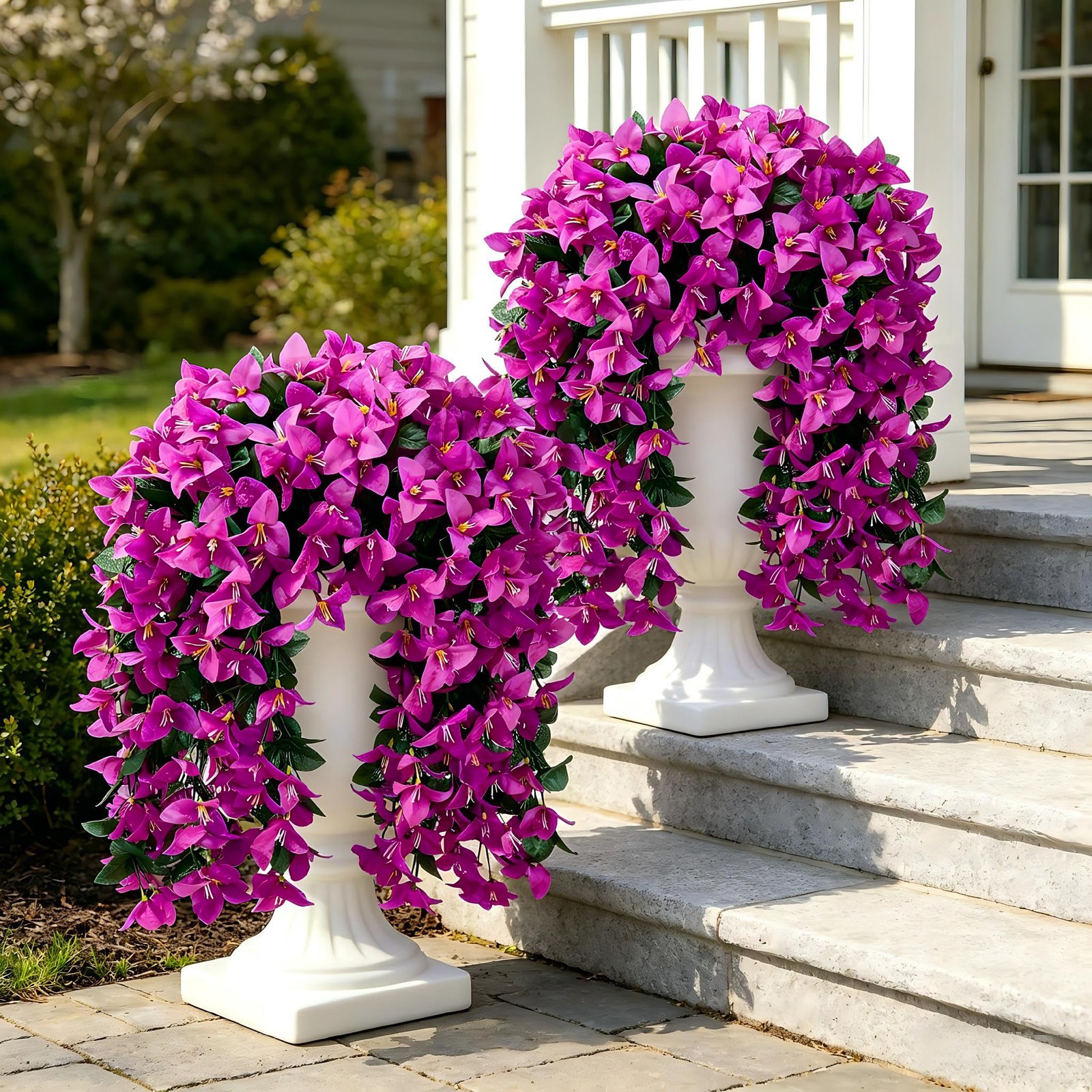 Fake Bougainvillea Artificial Hanging Flowers, 2 PCS Outdoor Faux Plants UV R…