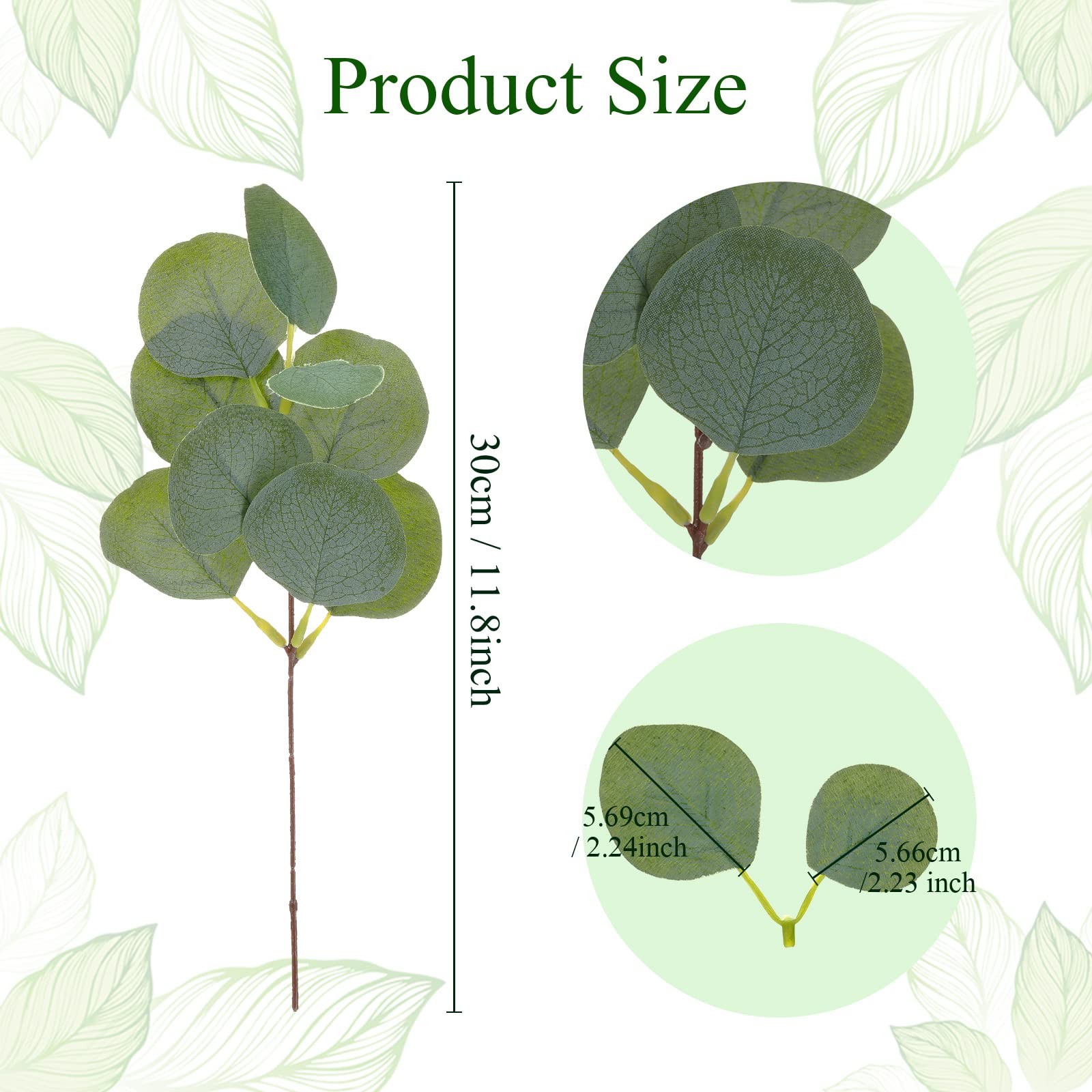 200 Pcs Artificial Eucalyptus Stems Leaves Bulk 11.8 Inches Tall Silver Dolla…
