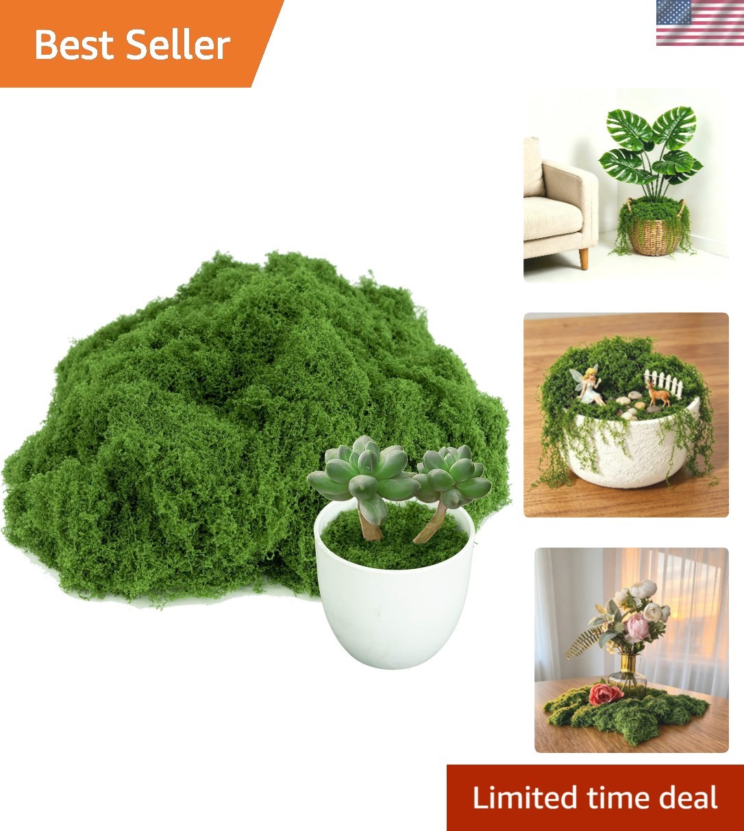 Fake Green Moss for Potted Plants,Artificial Moss for Crafts Indoor,DIY Table…