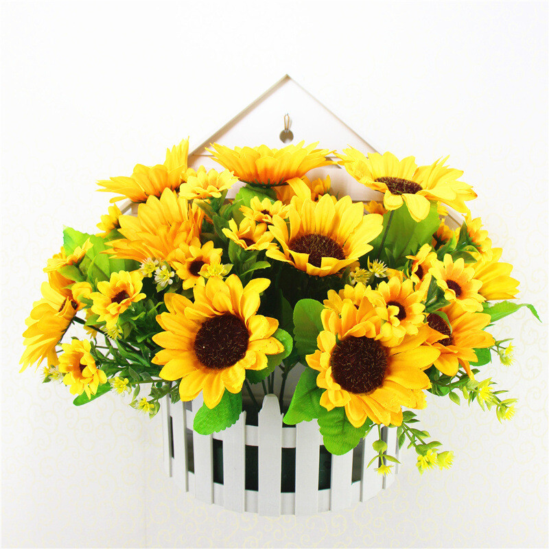 Artificial sunflower silk high quality beautiful bouquet holiday home decoration