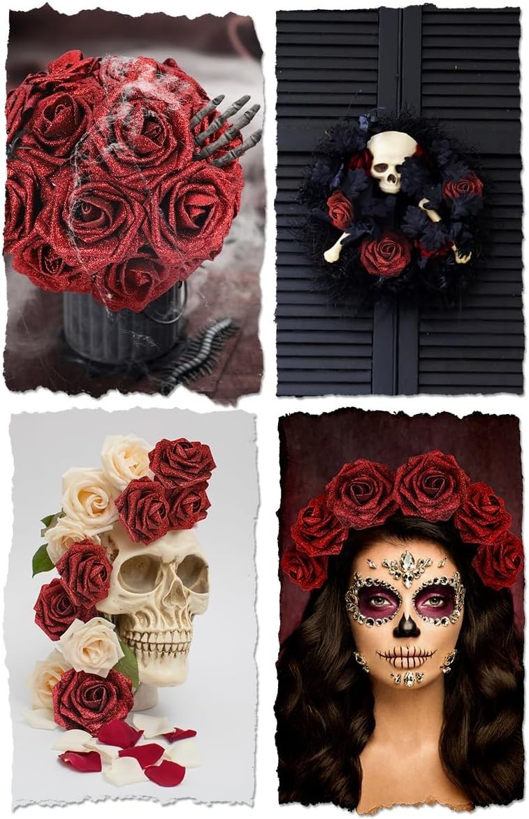 Realistic Glitter Foam Roses – 25pcs for Weddings, Bridal Showers & Home Decor