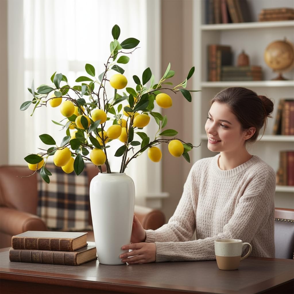 31 Inch Artificial Imitation Fake Lemon Branch Home Center Decoration 5 PCS