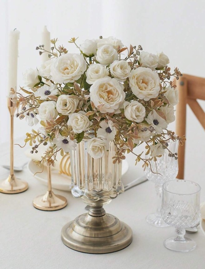3 pcs Artificial Flowers Fake Peony Flowers Bouquet Silk Peony Rose Daisy