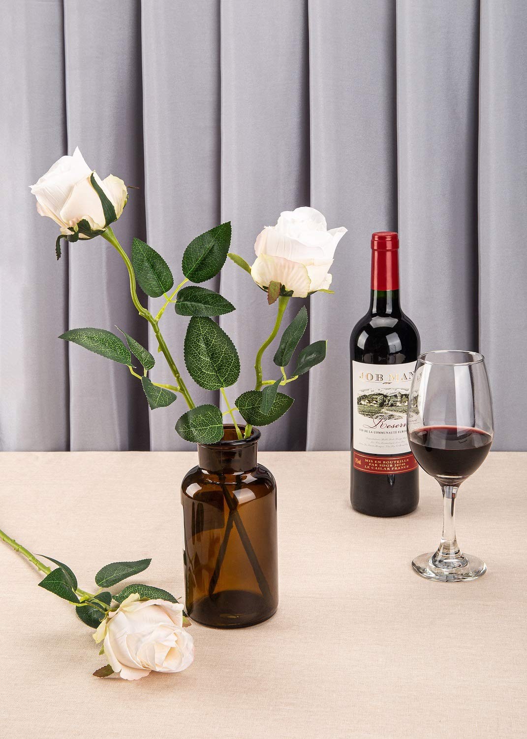 10pcs Artificial Rose Flowers Long Stem Fake Silk Roses for DIY Wedding Bouquet