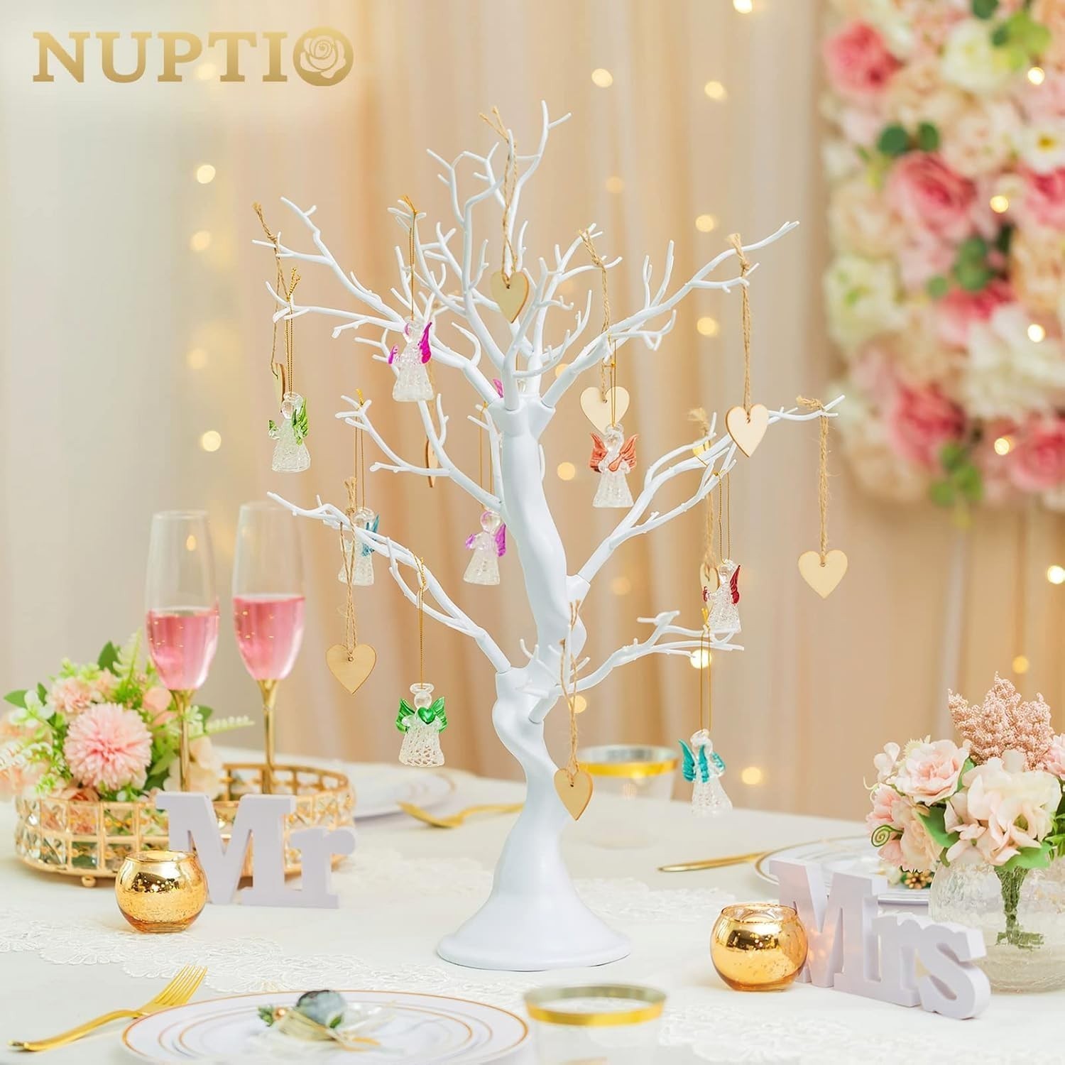 White Christmas Tree Branch Artificial 22.8 Inch Tall Manzanita Tree Centerpiece