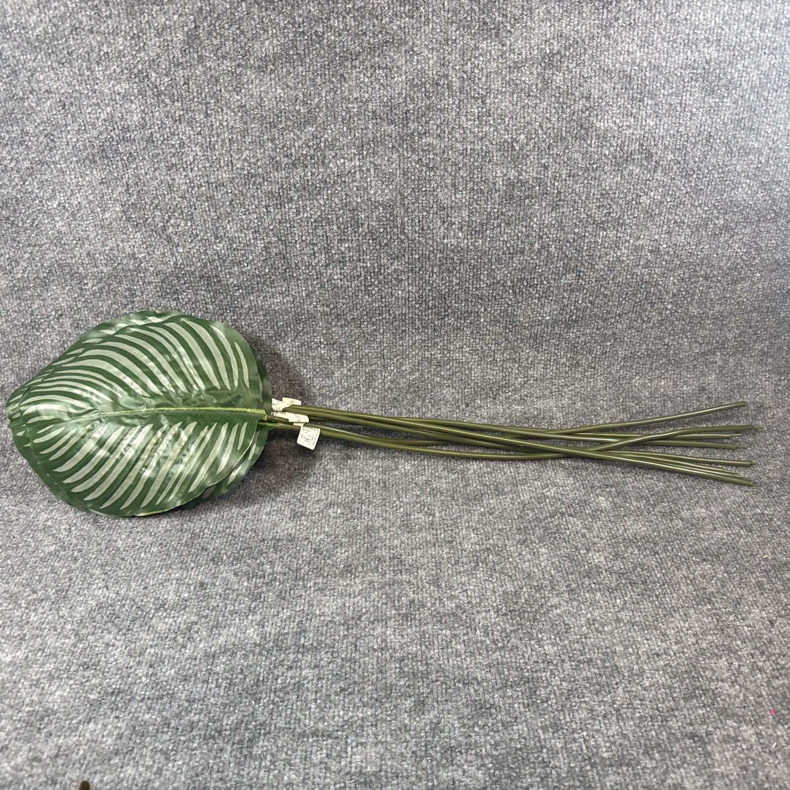 8 Stems Of Synthetic Calathea Leafy Greenery Decoration, Large Striped Leaves