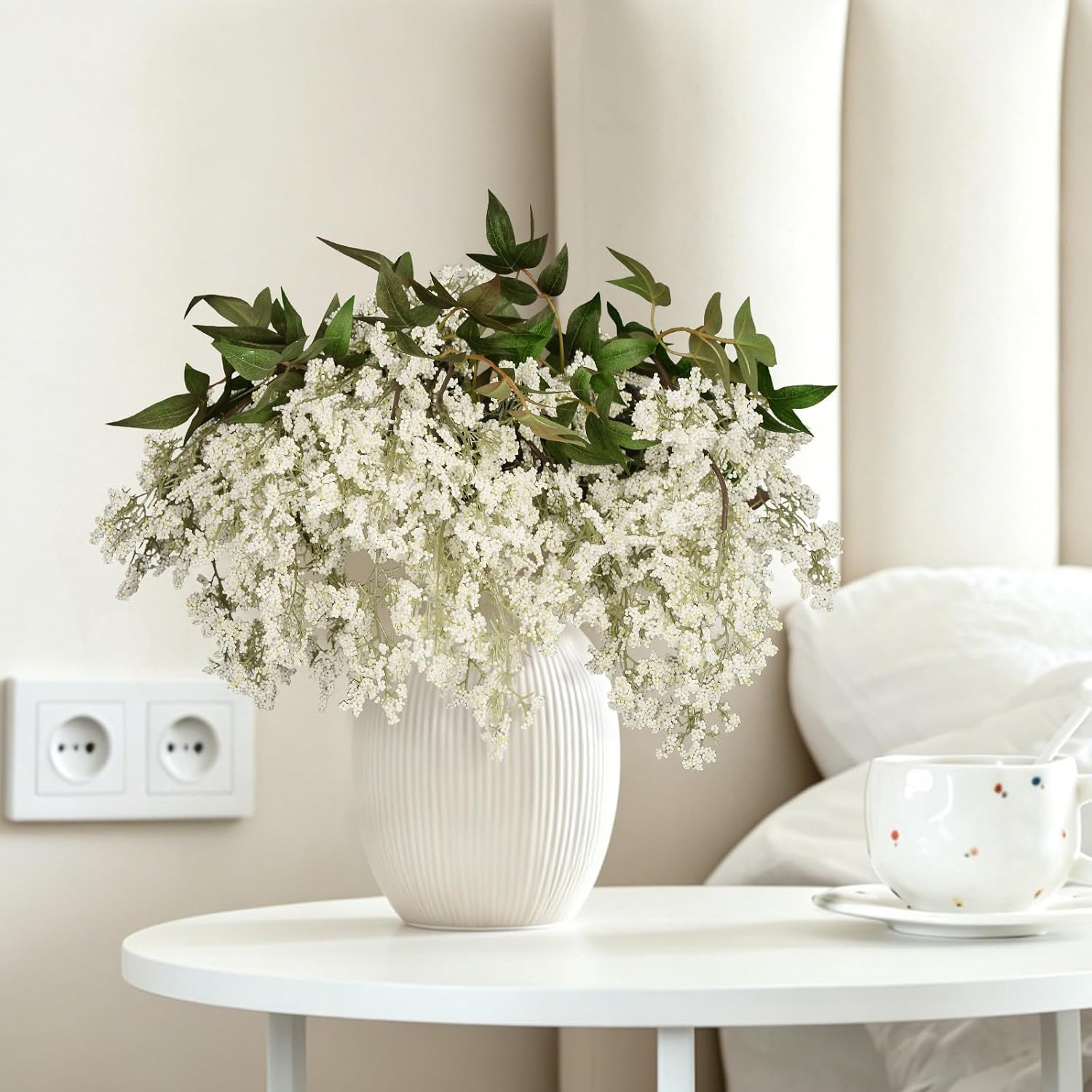43″ Faux Berry Stems – 3 Pcs White Floral Branches for Home & Wedding Decor