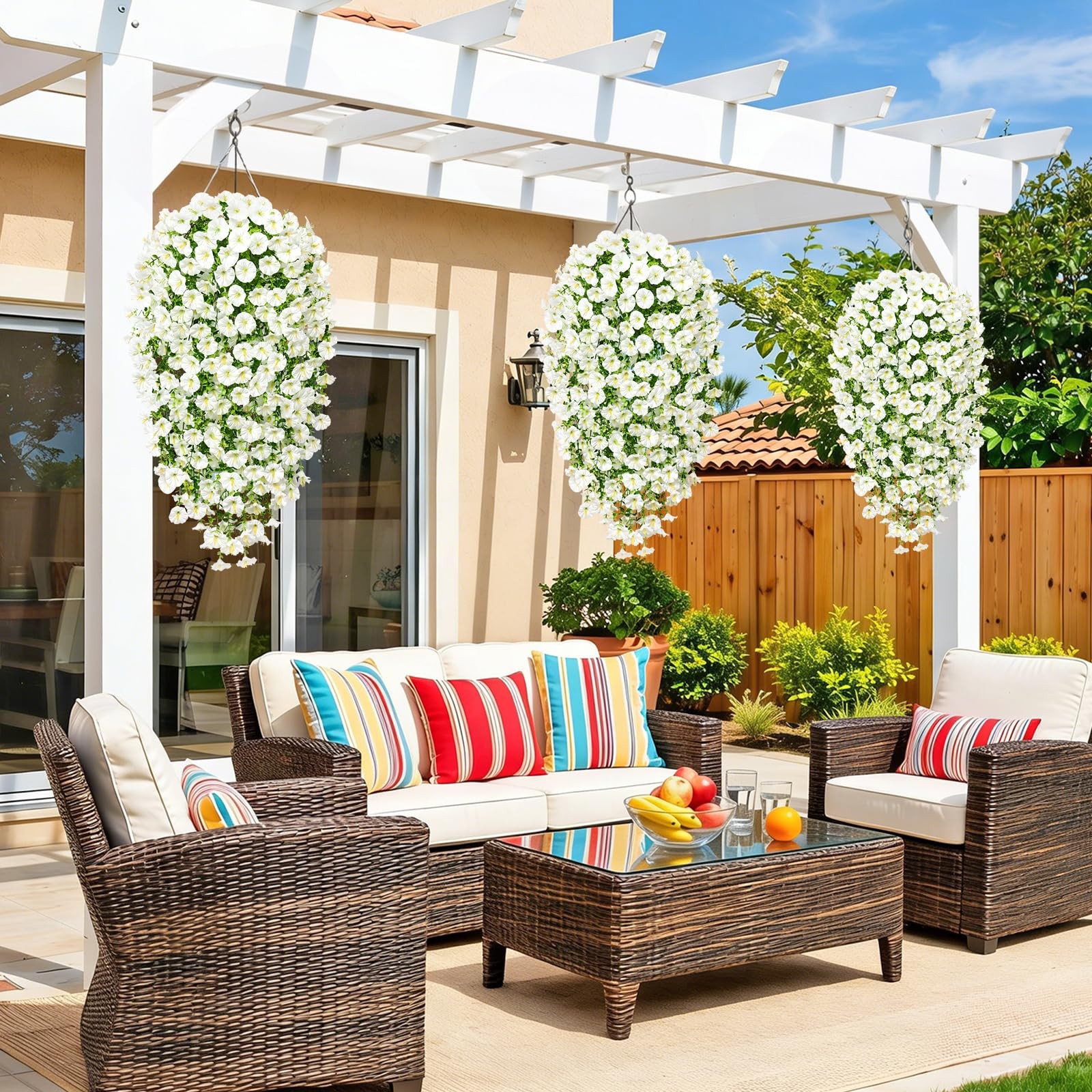 Artificial Fake Hanging Flowers Plants for Outdoor Decoration 2PCS Faux Silk …