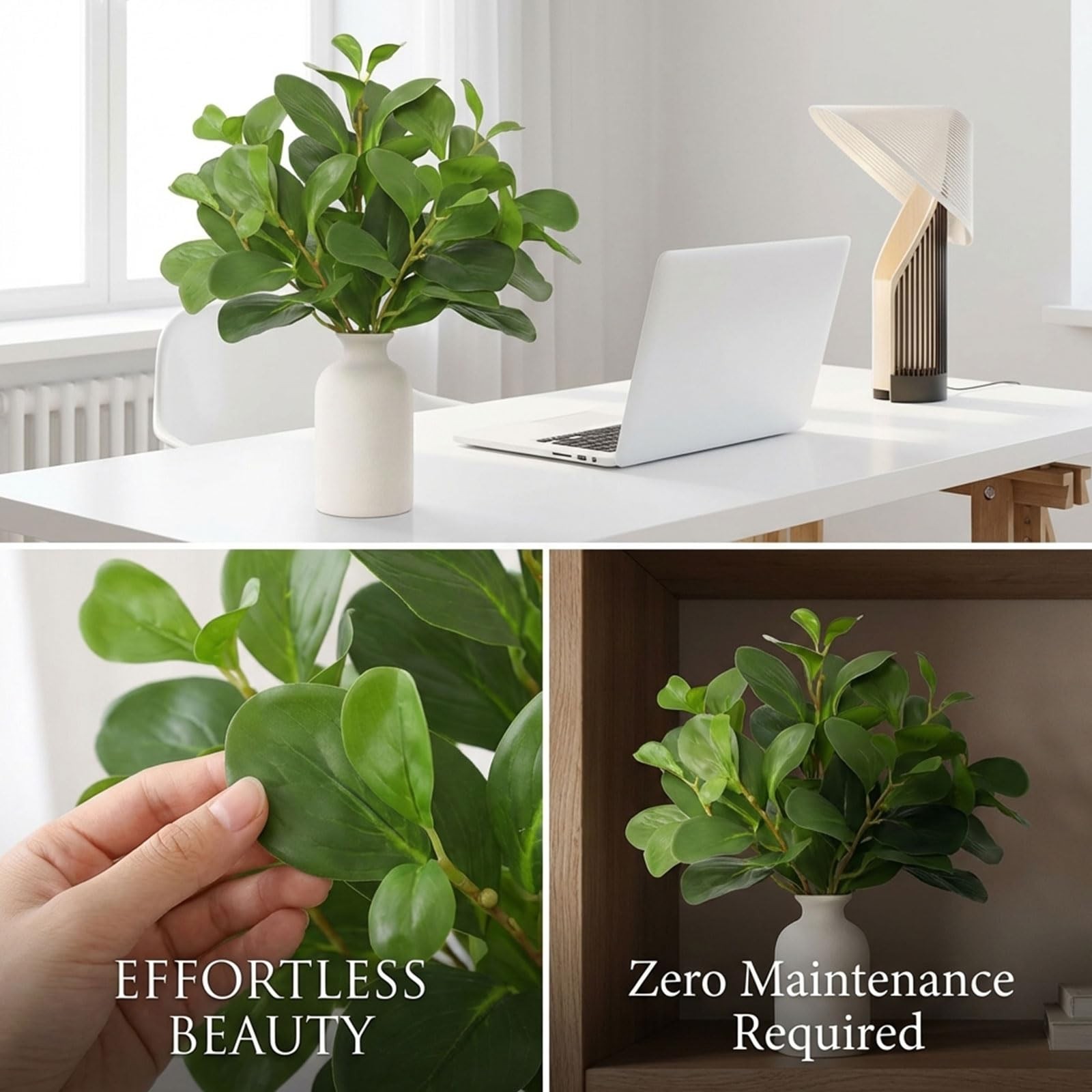 14.5″ Artificial Small Potted Plants Faux Eucalyptus Stems with Ceramic Vase …