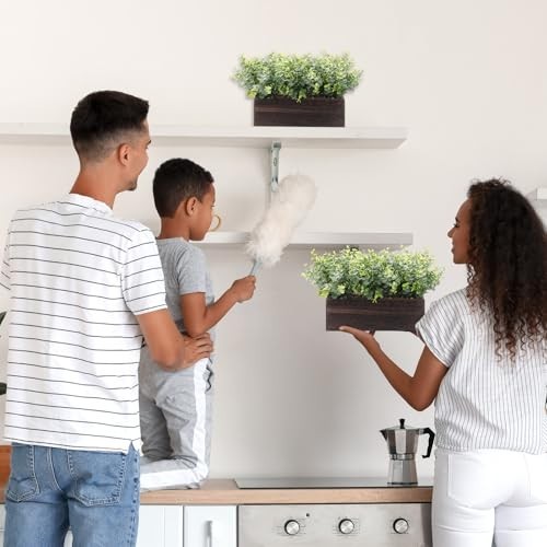 Artificial Eucalyptus Plant Set 2 Pack in Wooden Planter Box Rustic Farmhouse