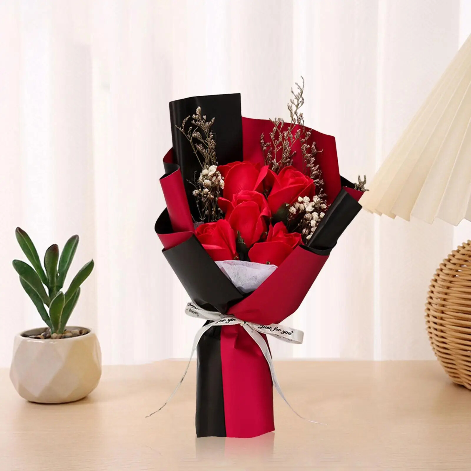 Scented Soap Flower Bouquet Soft Touch Realistic 30X18Cm Handmade Anniversary
