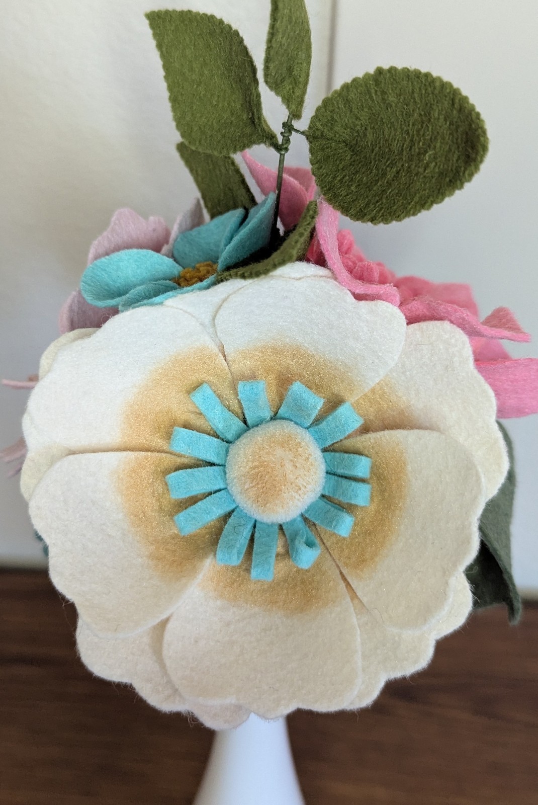 Beautiful Hand Cut Wool Blend Felt Flower Bouquet Gift Wrapped/Great Gift Idea!