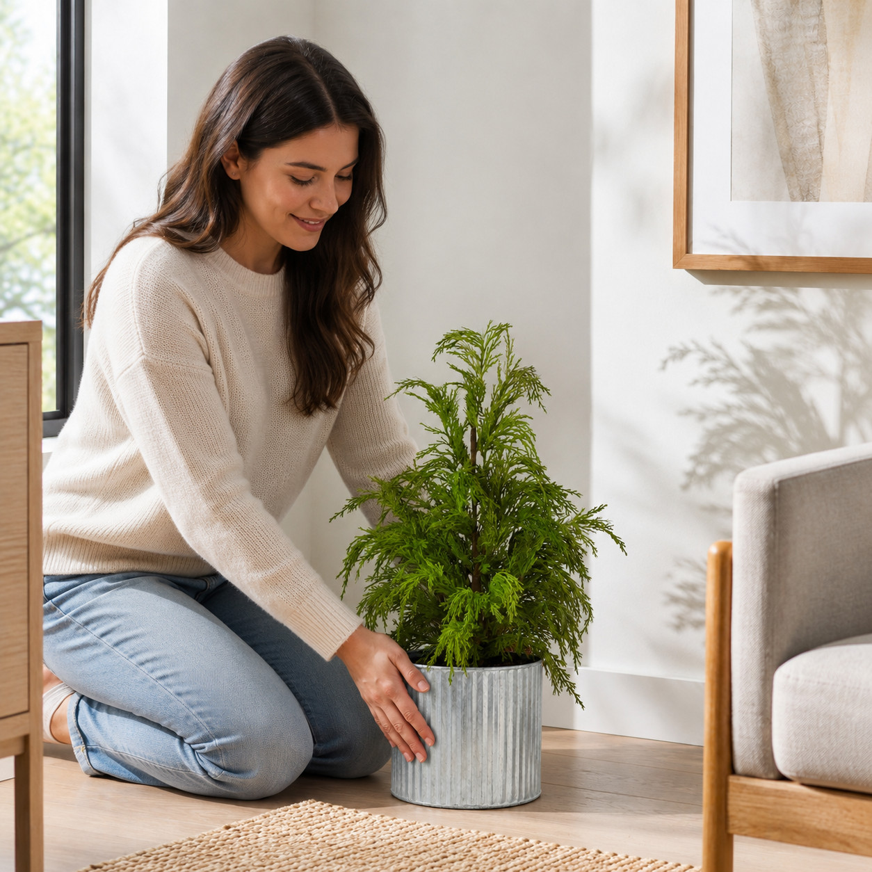 20″ Cedar Pine “Natural Look” Tree in Decorative Planter