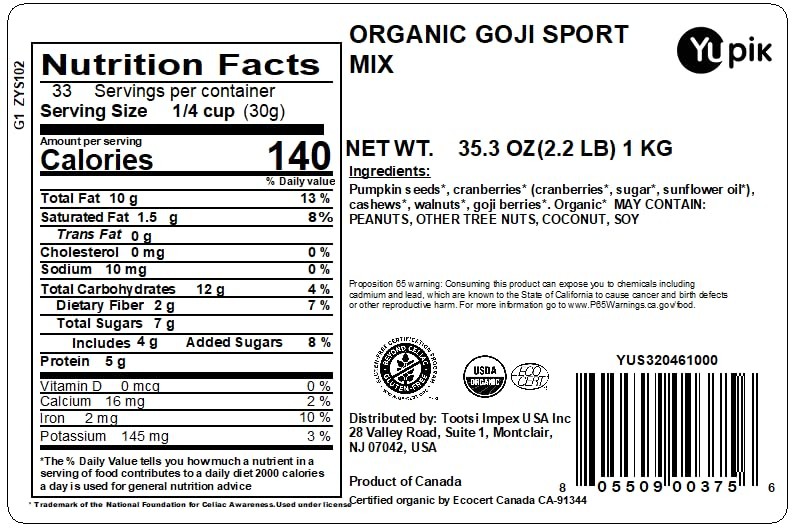 Trail Mix, 2.2 lb, An organic mix of 35.3 Ounce (Pack of 1) Organic Goji Sport