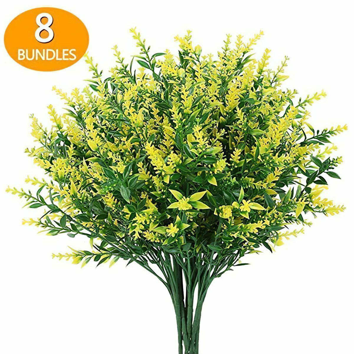 8 16 Bundles Artificial Flowers Fake Plants Outdoor UV-Resistant Flowers Decor