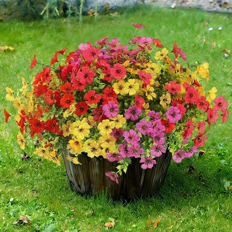Artificial Flowers for Outdoors 12 Bundles Realistic Faux Plants UV Resistant…
