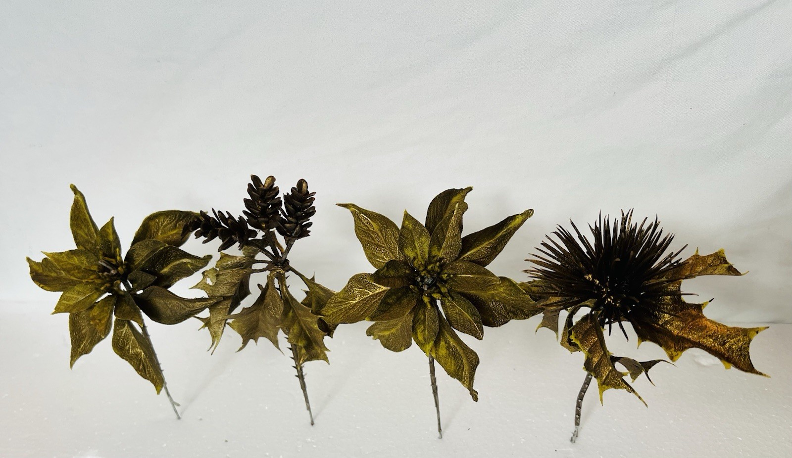 Artificial Gold vintage floral picks Set of 4