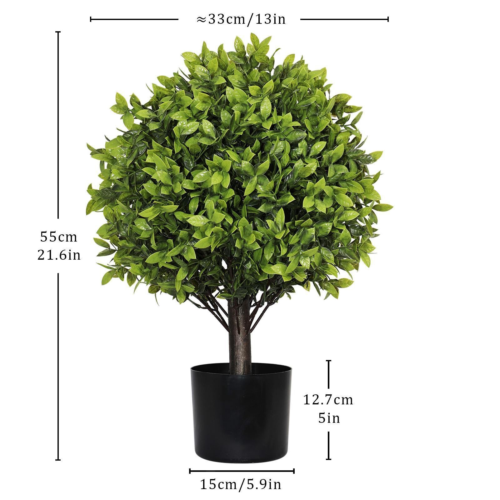 22in Artificial Boxwood Topiary Ball Trees in Pots for Indoor Outdoor Home