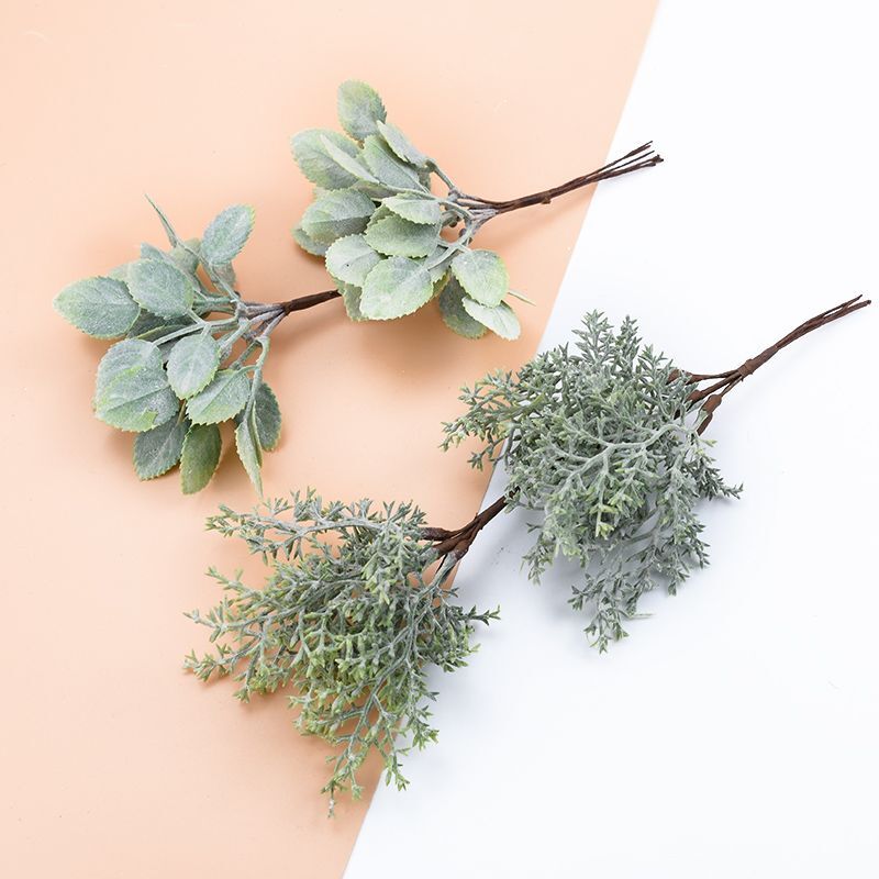 6PCS Artificial Plants Plastic Leaves Scrapbooking Art Accessory DIY Decoration