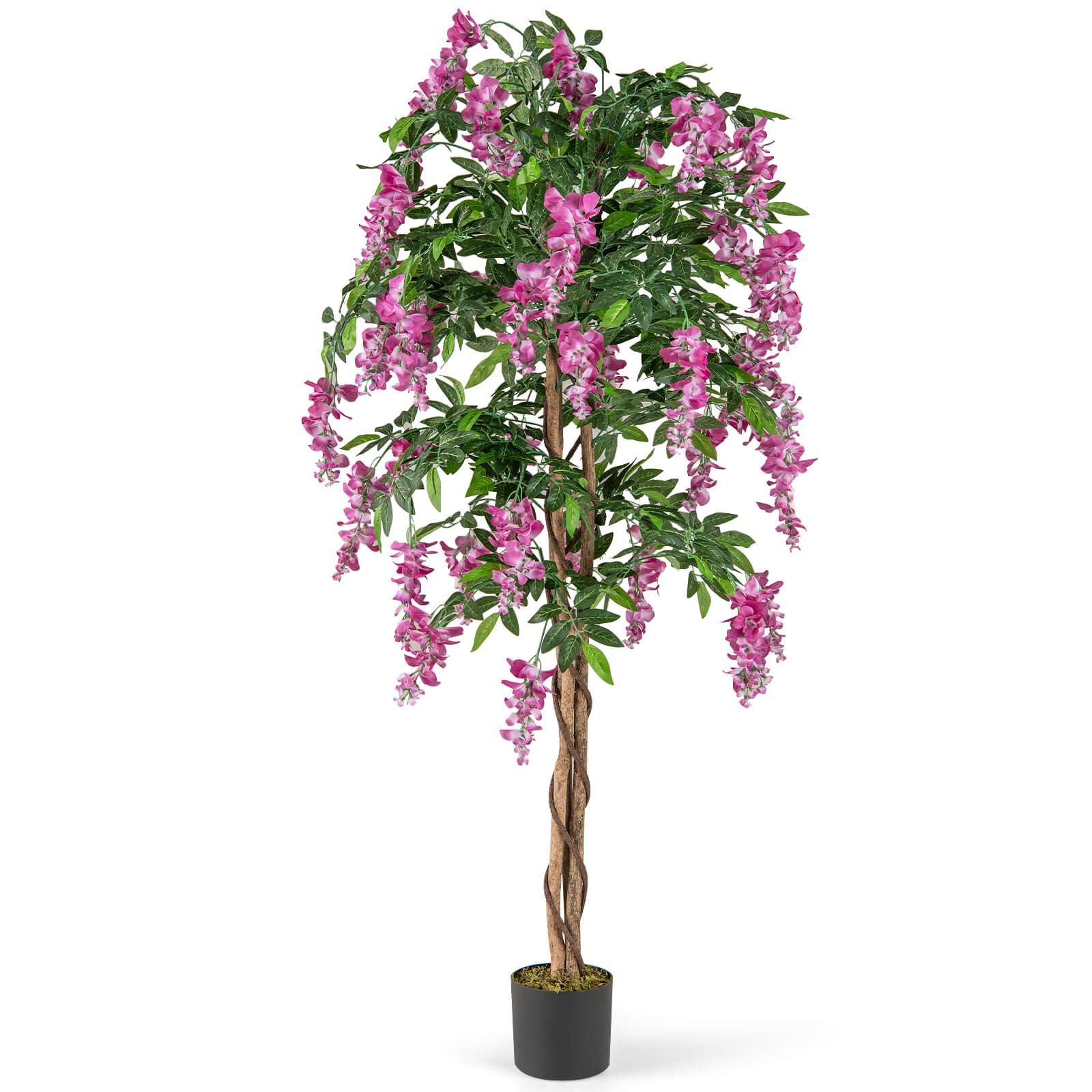 5.5 FT Tall Artificial Ficus Tree Faux Wisteria Plant in Nursery Pot Decoration
