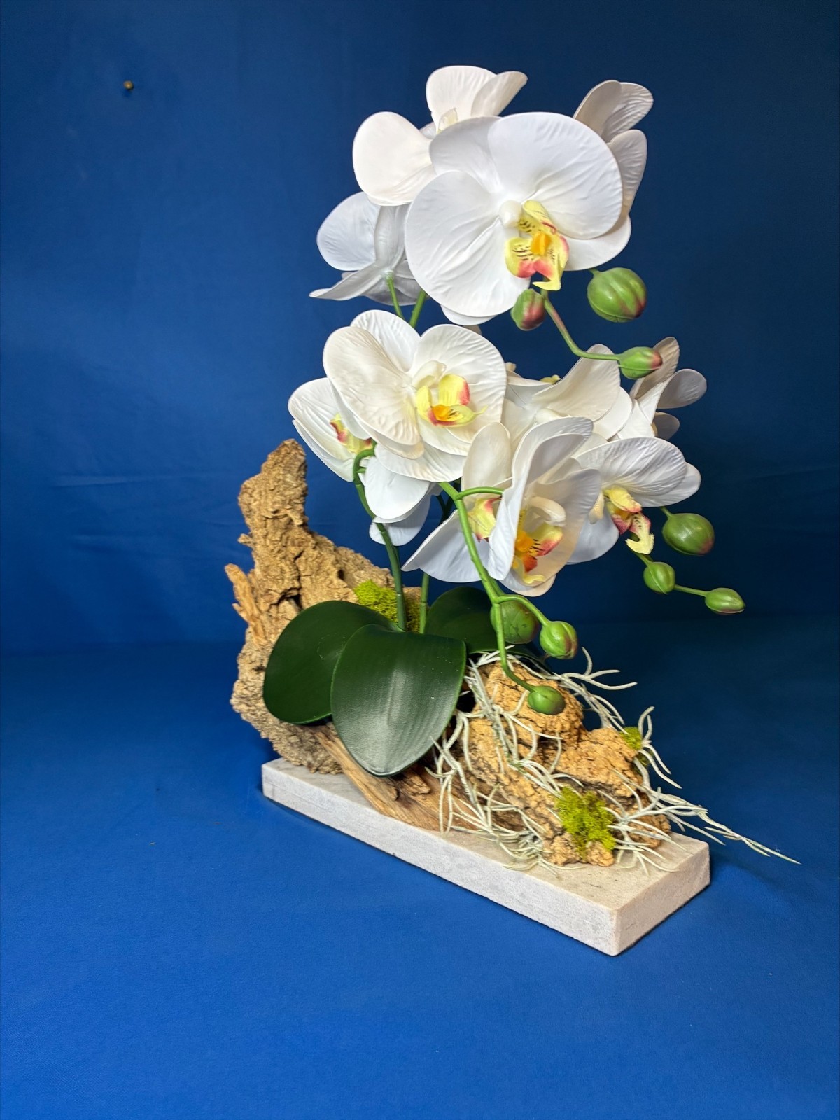 Orchid Marble Base Natural Bark Handmade USA