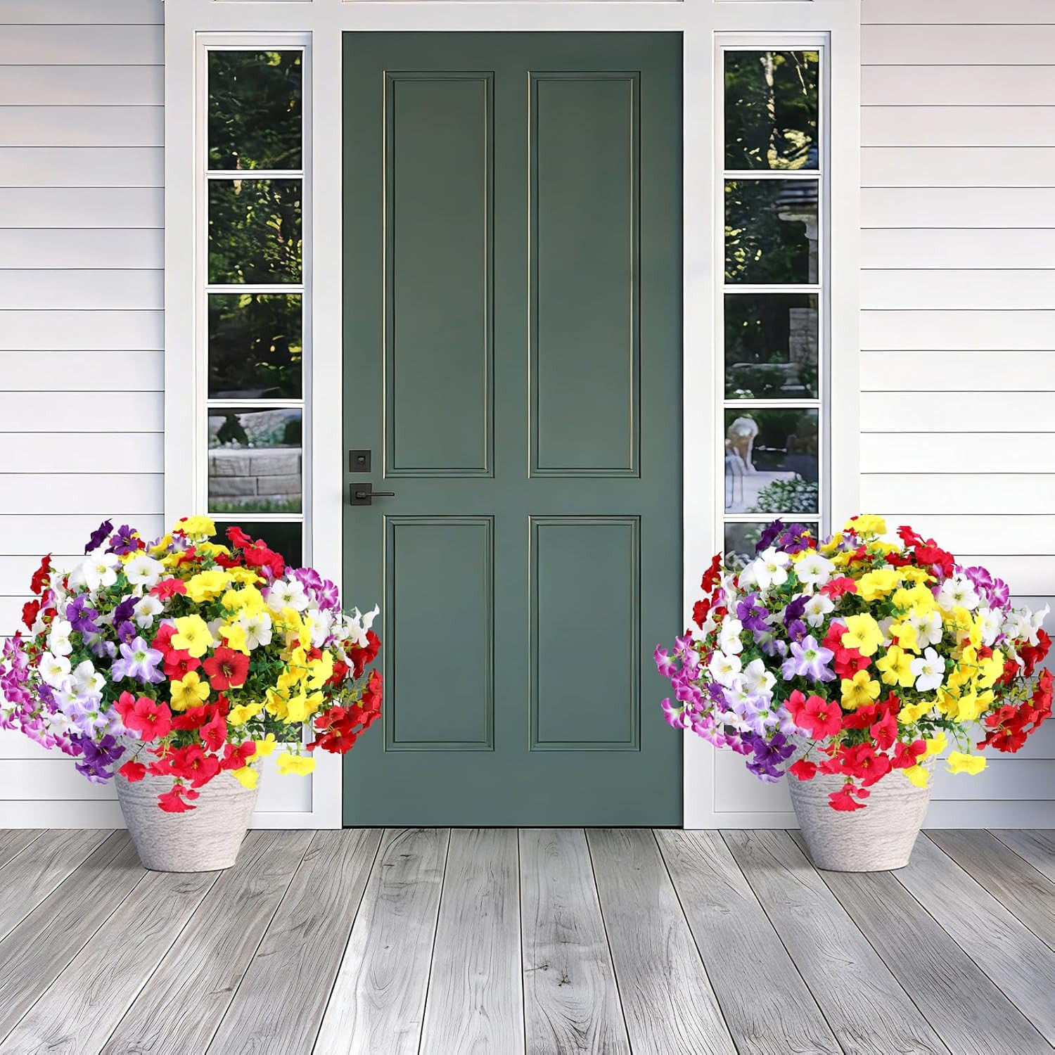 Artificial Flowers Plants for Outdoors, 12 Bundles UV Resistant Fake Small Faux