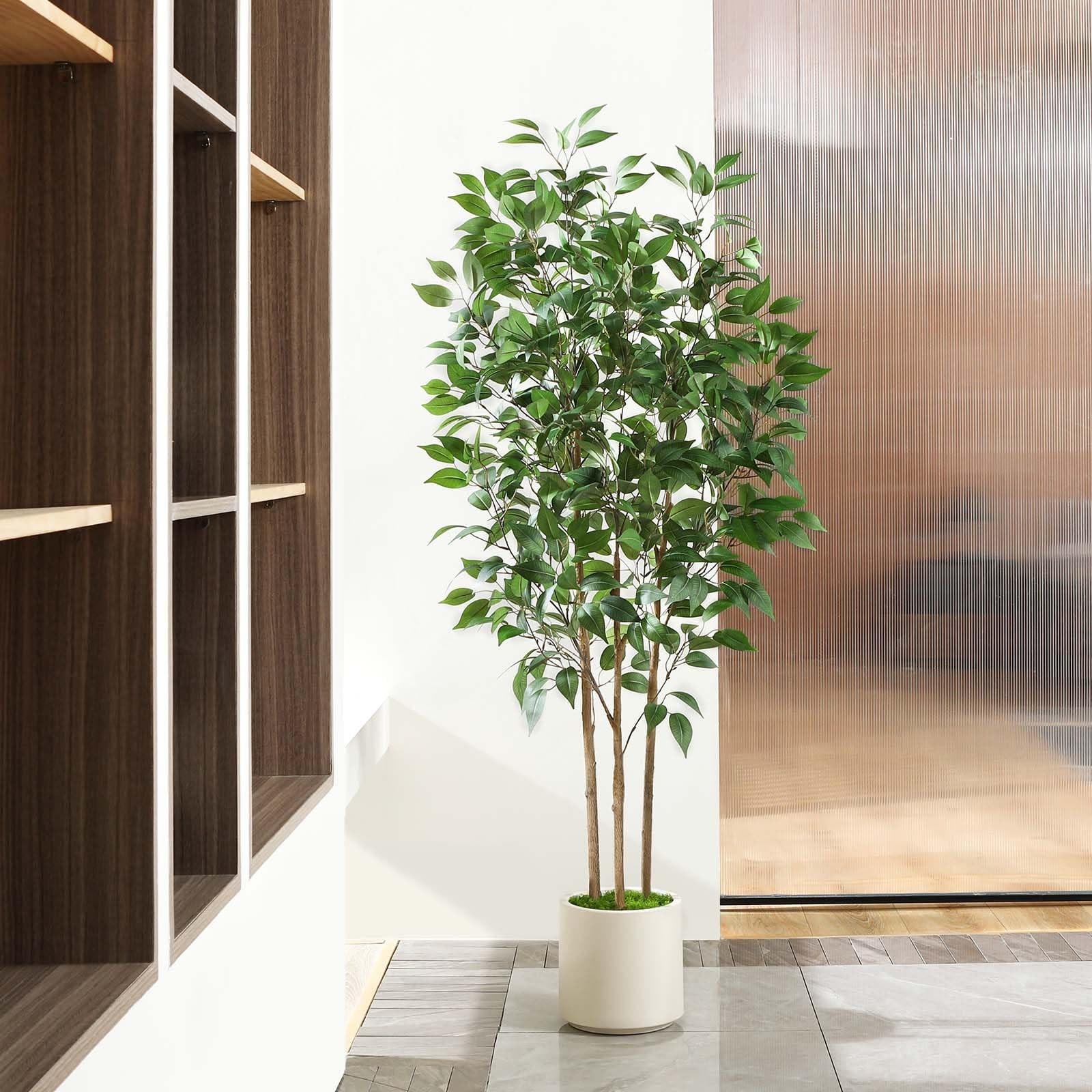 Ficus Artificial Tree 5ft Tall Fake Ficus Tree for Home Decor Indoor Faux Sil…
