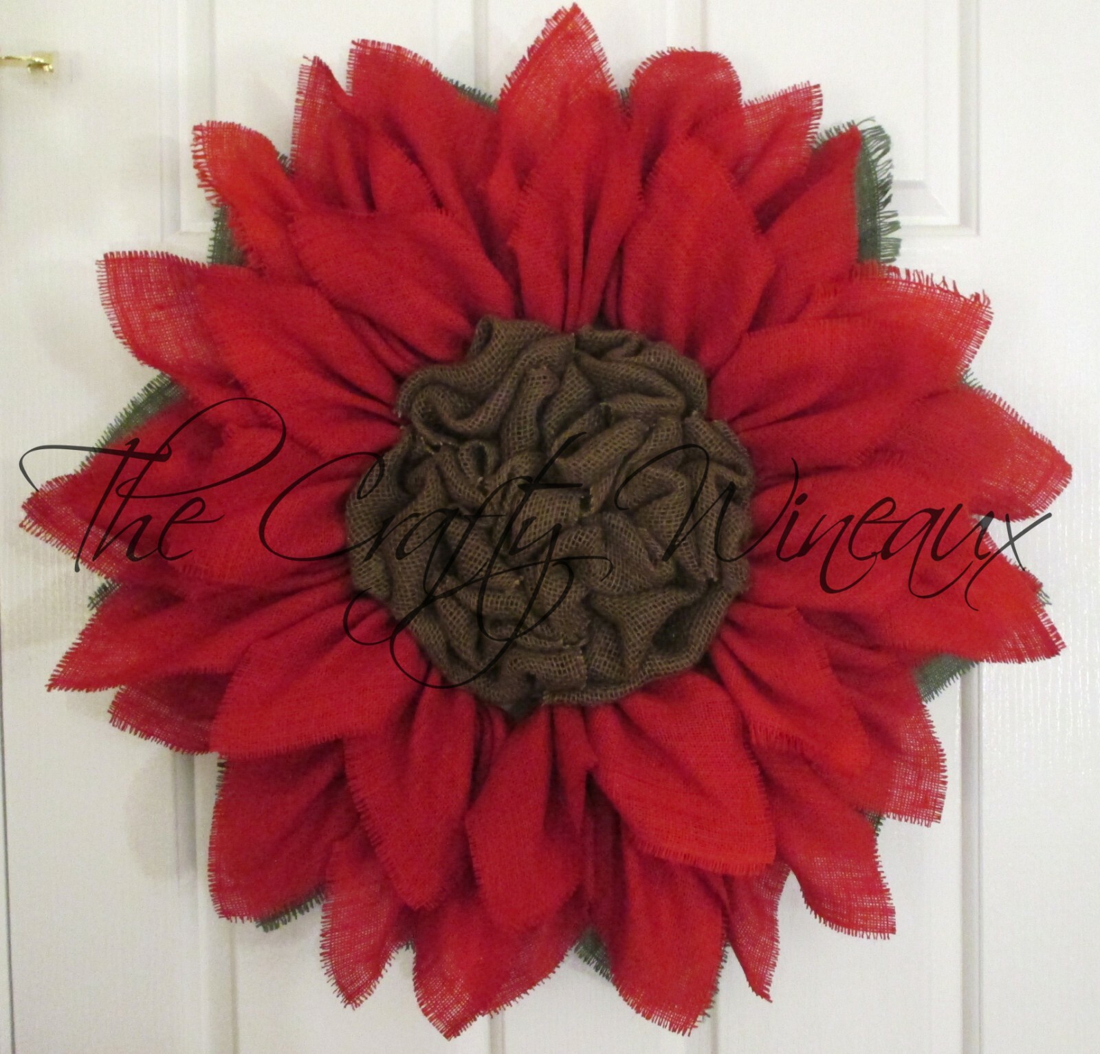The Crafty Wineaux – Extra Large 30″ Rich Red Burlap Sunflower Wreath