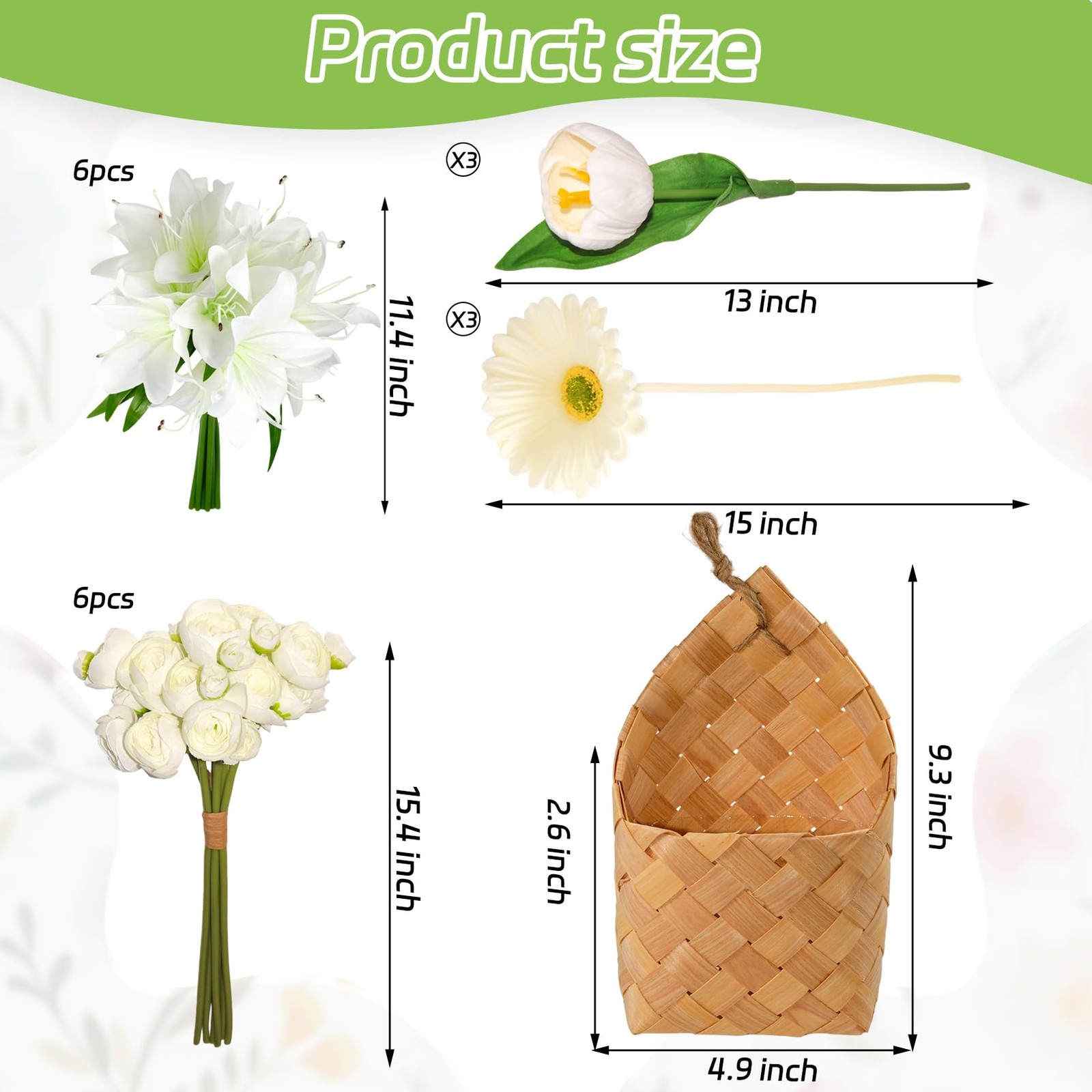 18 Pcs Realistic Artificial Hanging Flowers for Outdoors, Silk Fake Flowers w…
