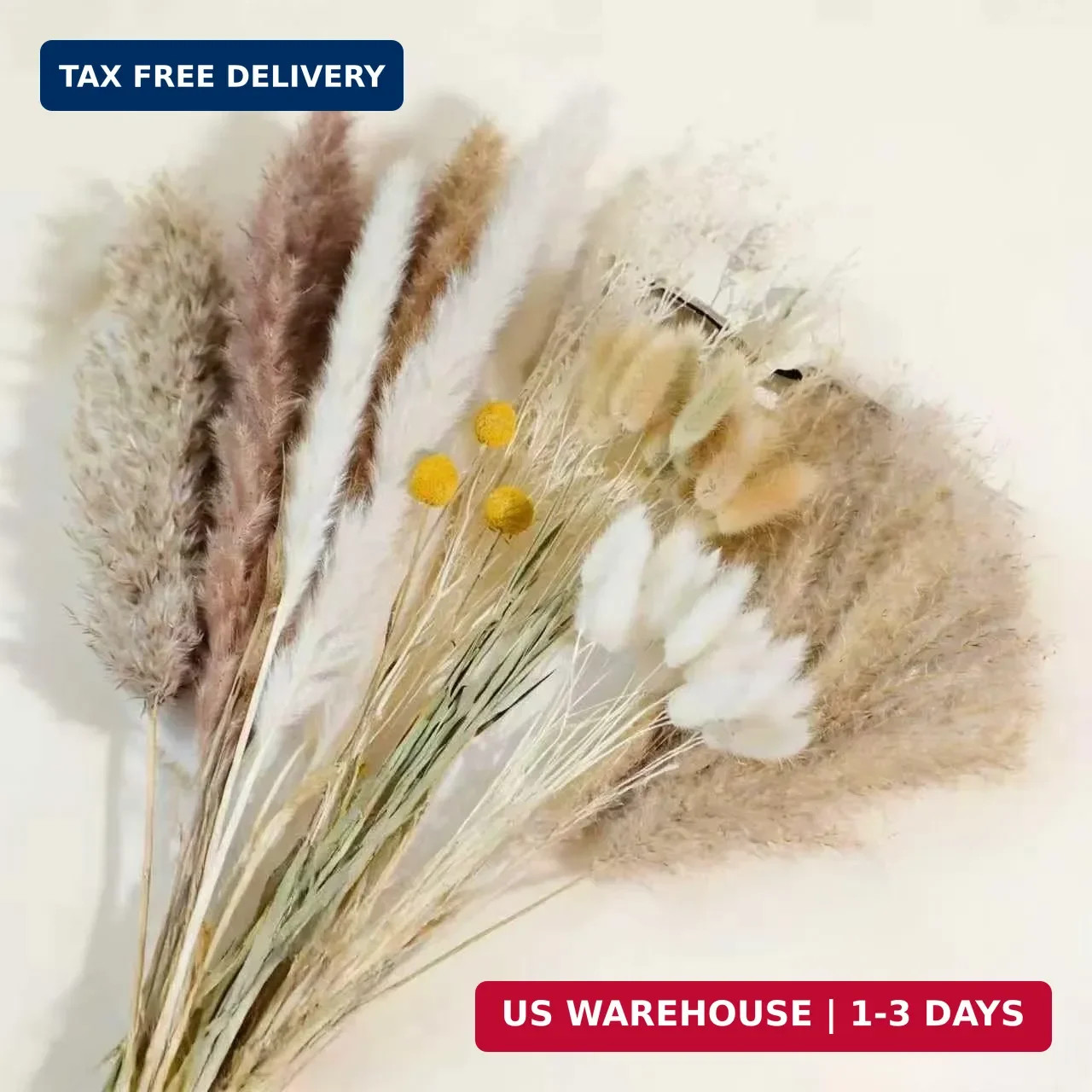 100PCS Natural Dried Pampas Grass Decor – 17.5″ Fluffy Pampas Grass Bouquet – Bo
