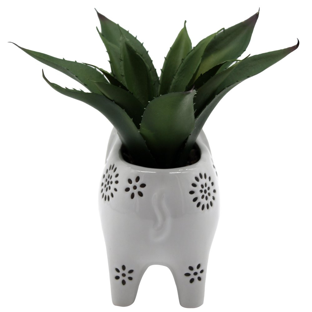 Artificial Agave Plant in Elephant White Cerarmic Planter Vessel Home Decor