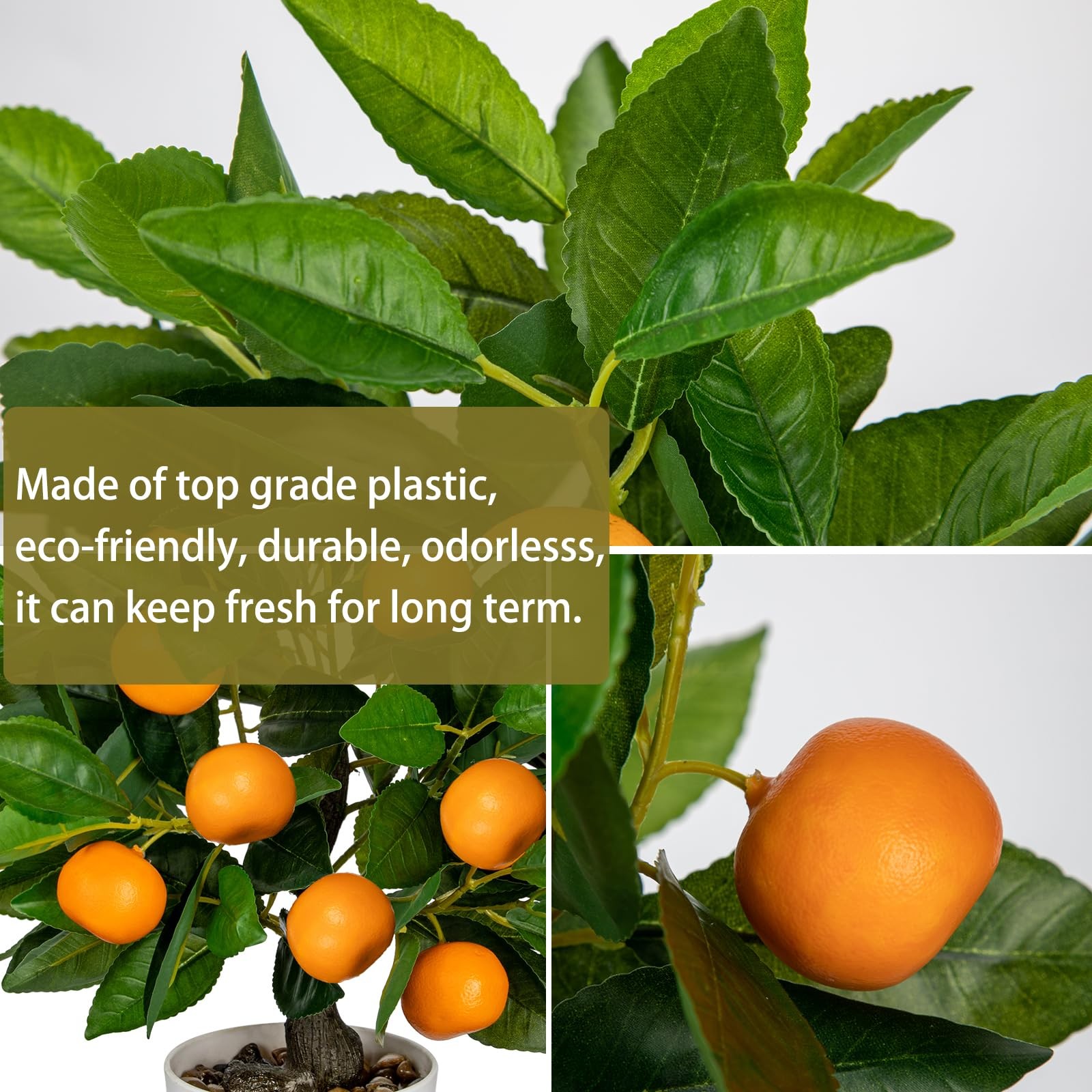 Artificial Potted Plants 16.1 inches Fake Orange 4in, Citrus Tree/White Pot