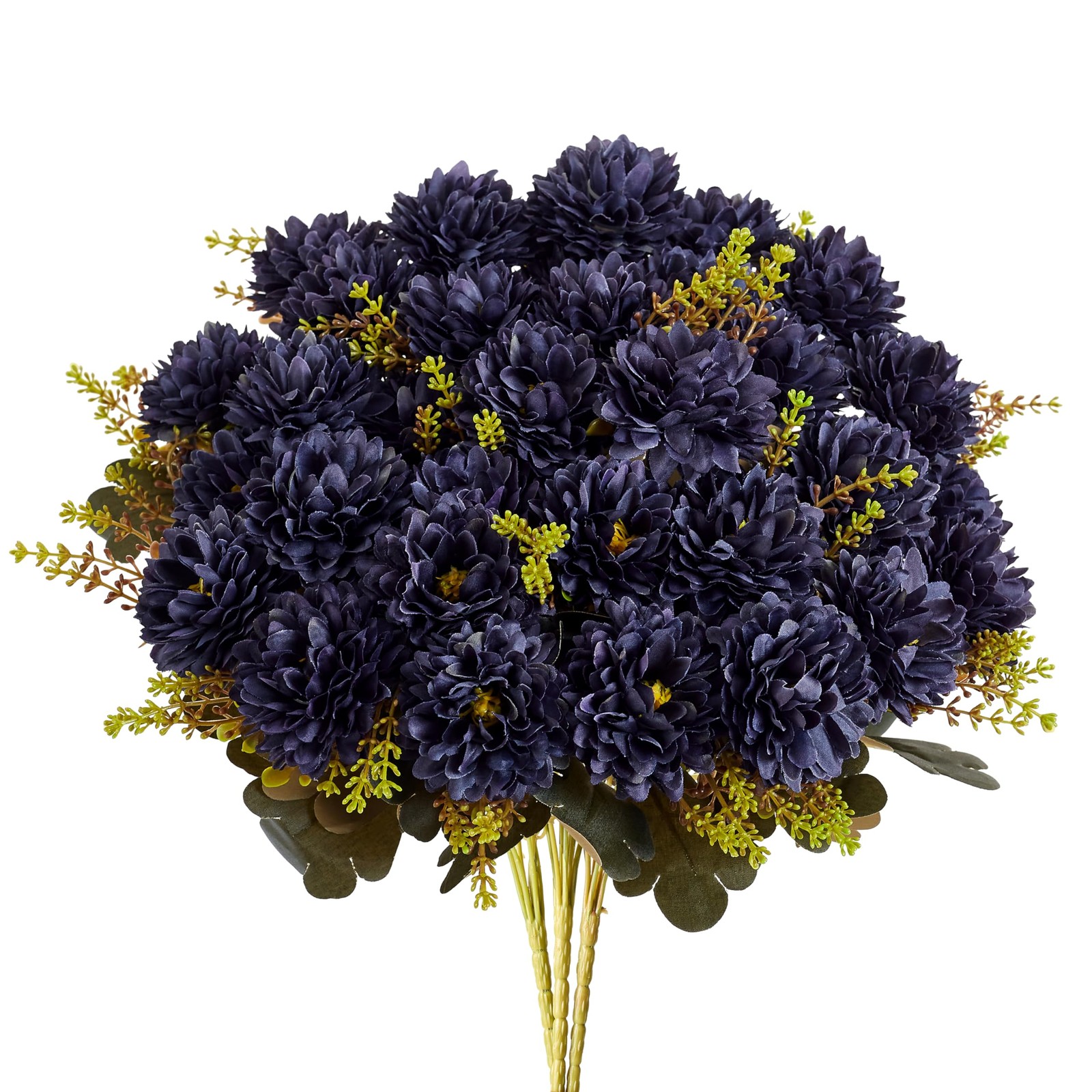 2 PCS 18 Heads Navy Blue Artificial Chrysanthemum Silk Fake Flowers Bouquet