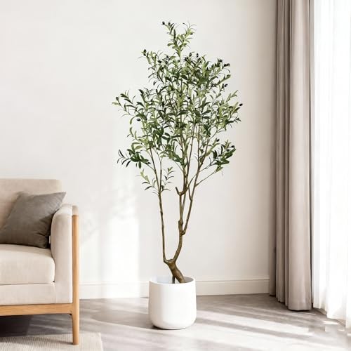 Faux Olive Tree 5.5ft(66in) Tall Artificial Plant Indoor 7ft Olive Tree(1)