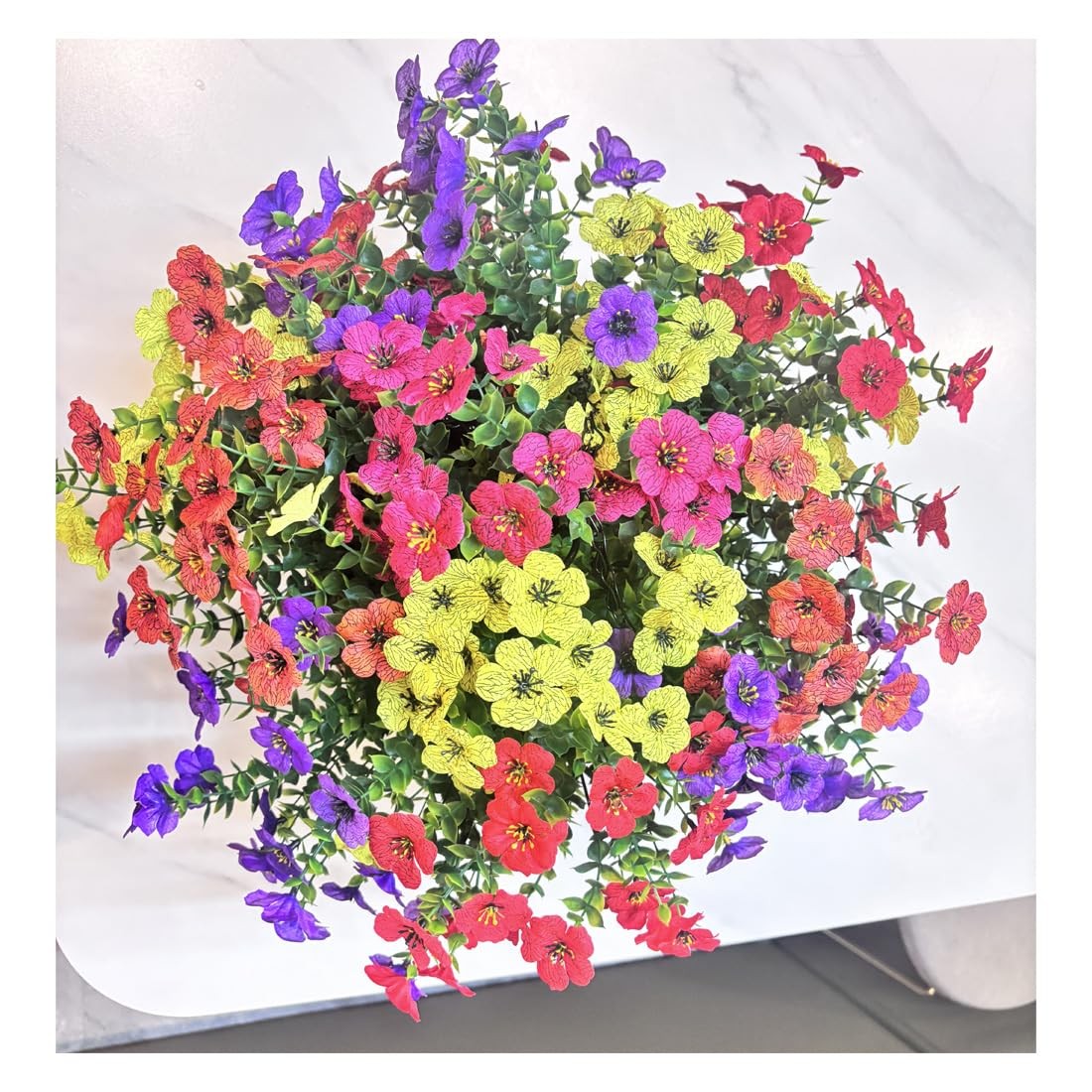 Artificial Faux Hanging Plants Flowers with Basket for Outdoor Outside Decora…