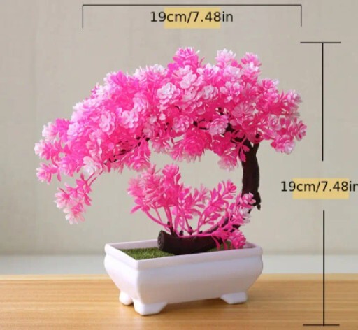2 PCS Artificial Potted Plant Bonsai Fake Pink Tree Ornaments For Home Decor New