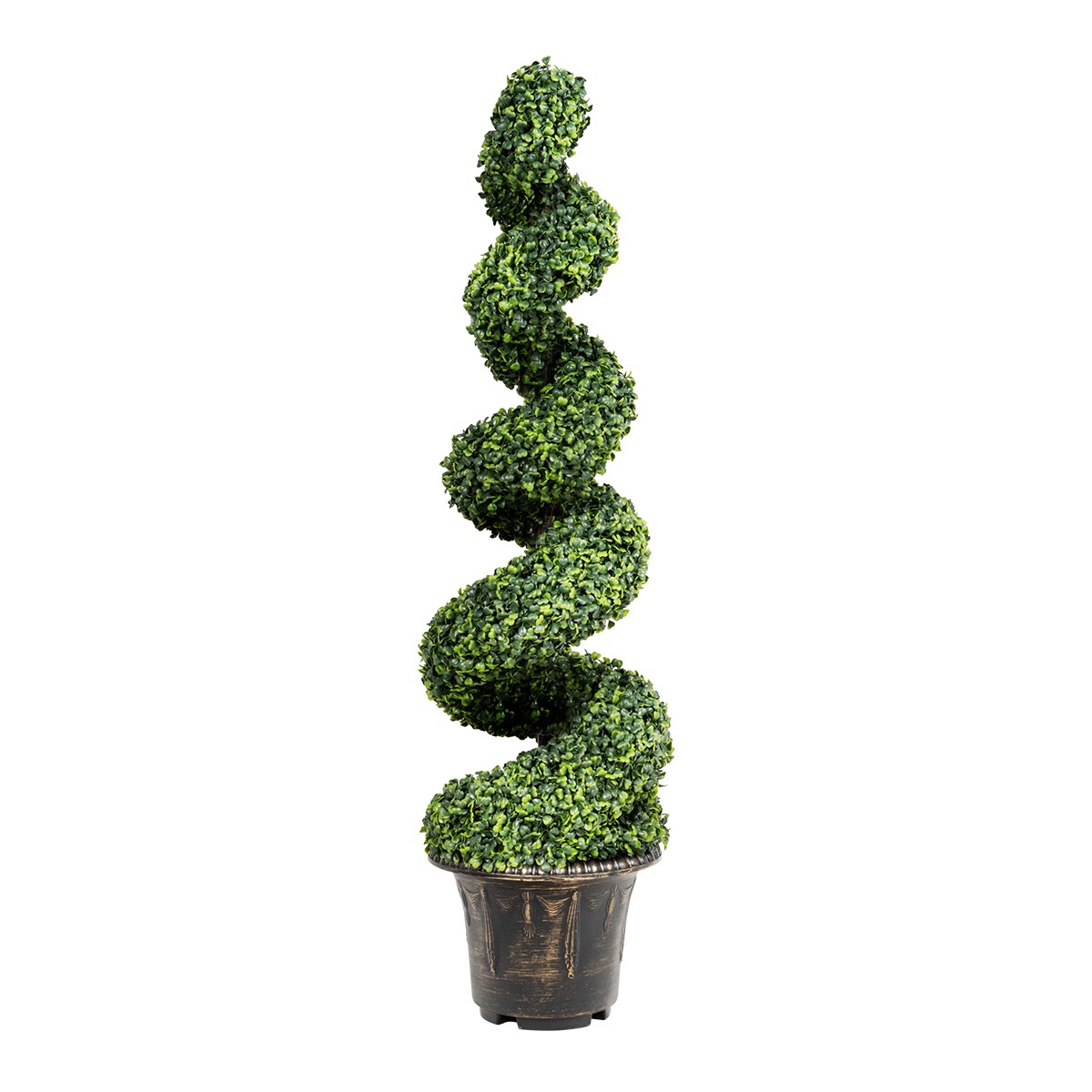 4FT Artificial Boxwood Spiral Tree Faux Tree W/Realistic Leaves Home Decoration