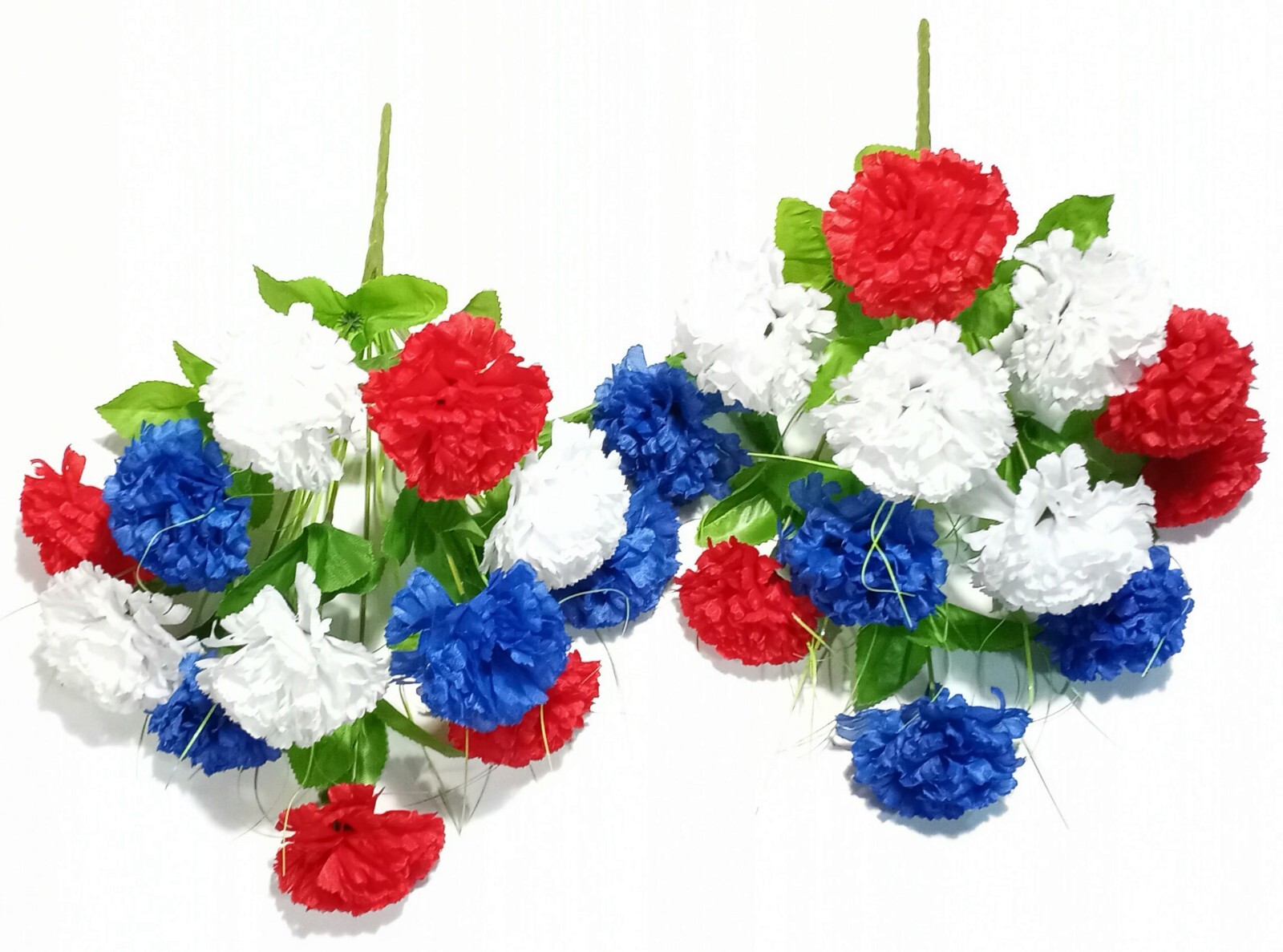 (2 pcs) 17″ Red White Blue Multicolored Silk Flower Bush Home Yard Craft Holiday