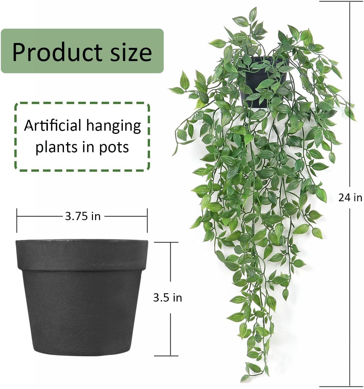 Artificial Hanging Plants Fake Small Potted Plants Faux Mandala Vines Plastic Gr