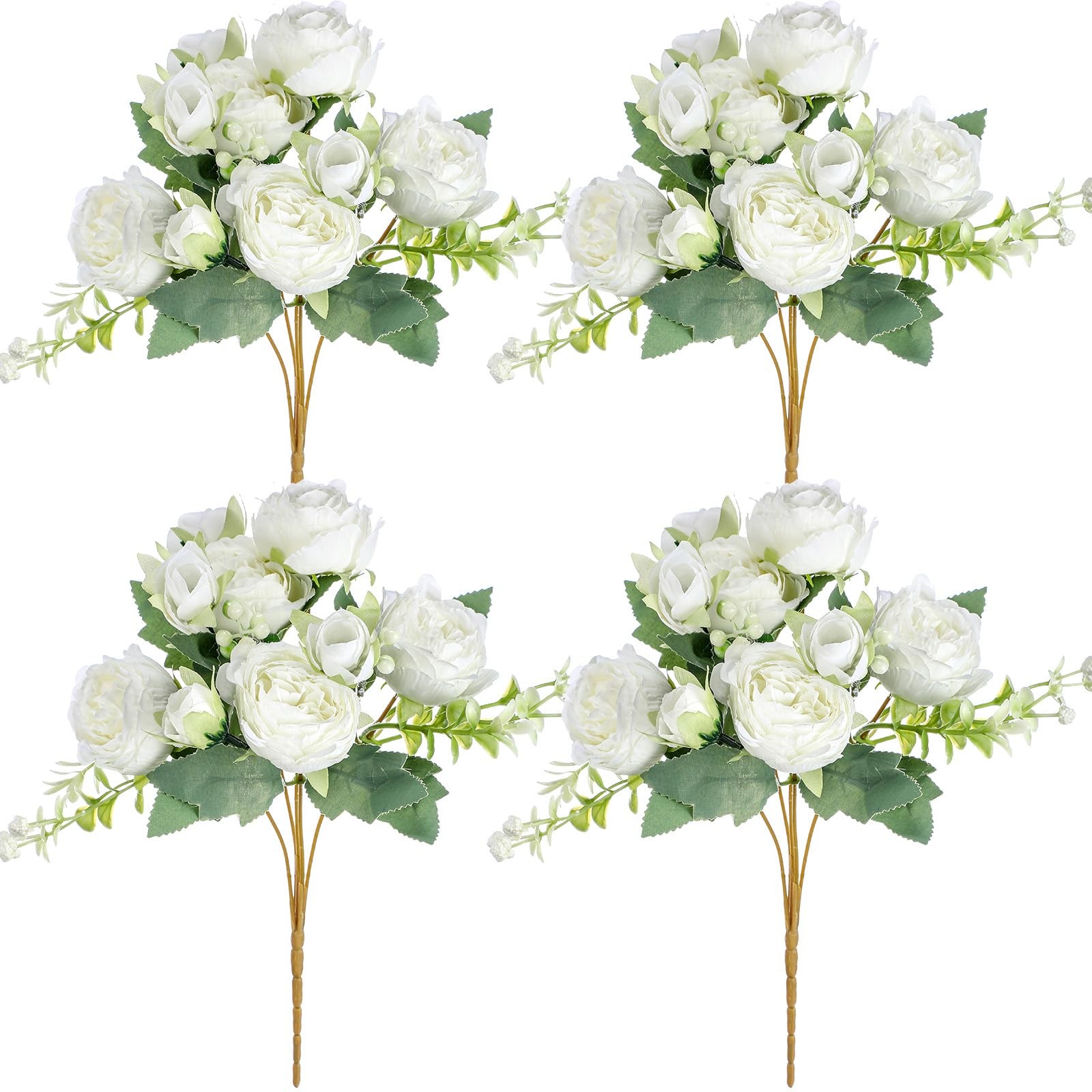 4 Bundles Peonies Artificial Flowers Faux Peonies Wedding Artificial Flower B…