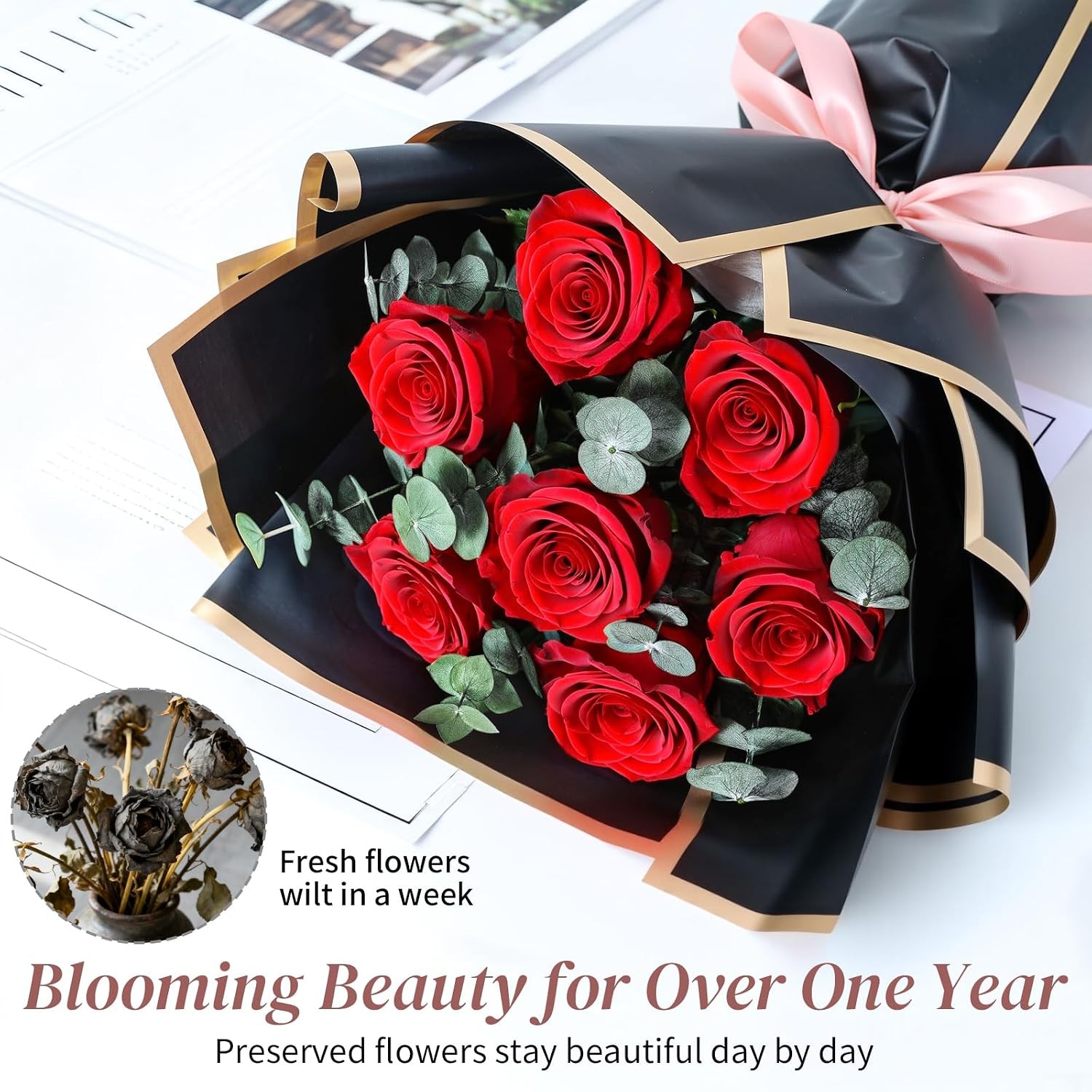 Forever Rose Bouquet Red Preserved Birthday Gift