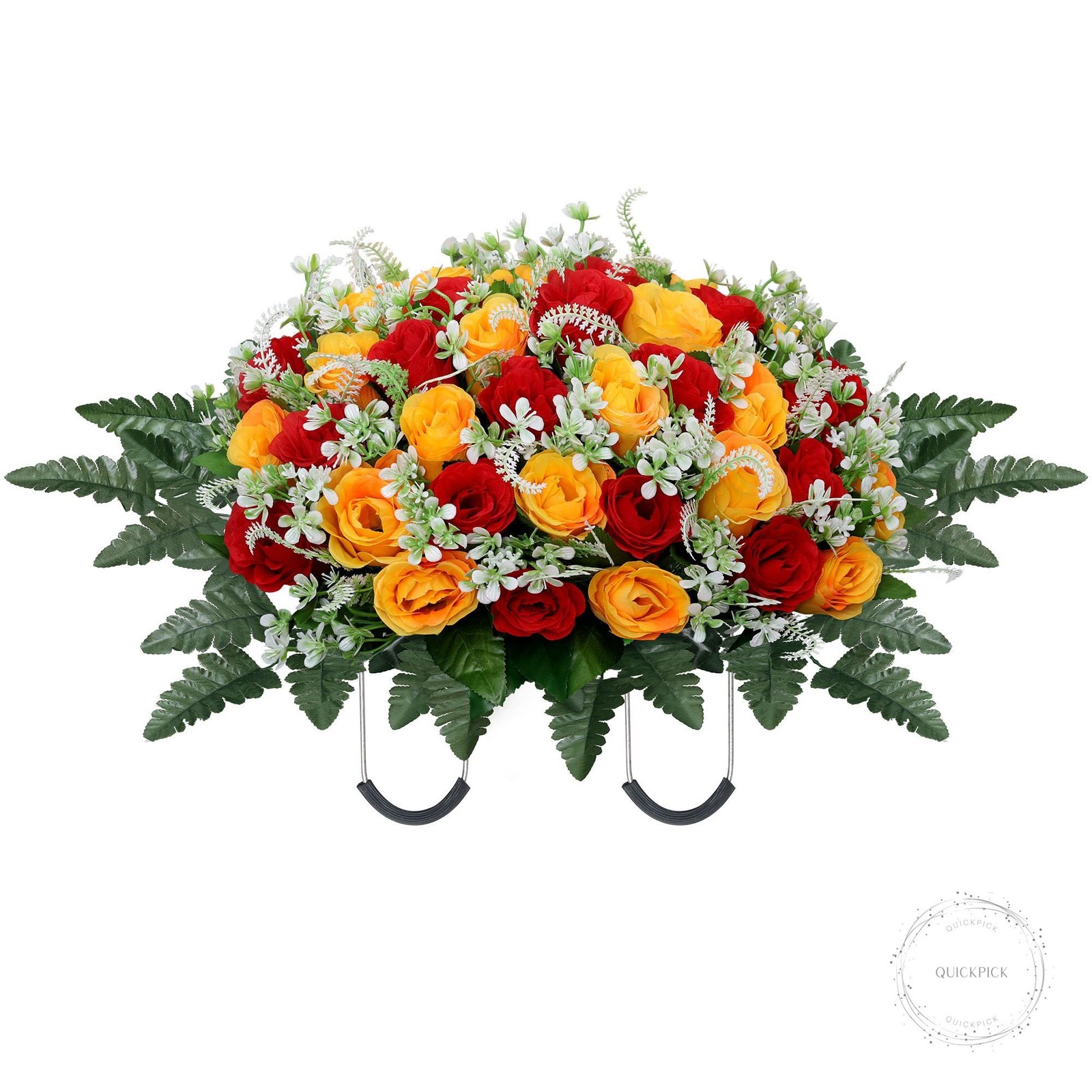Headstone Flower Saddle,Large Artificial Cemetery Flowers for Grave,Cemetery Mem