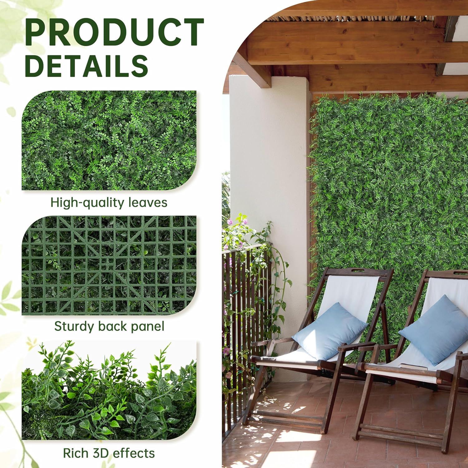 20″X20″ Boxwood Hedge Panels – 6Pcs Faux Green Wall Decor for Indoor/Outdoor Use
