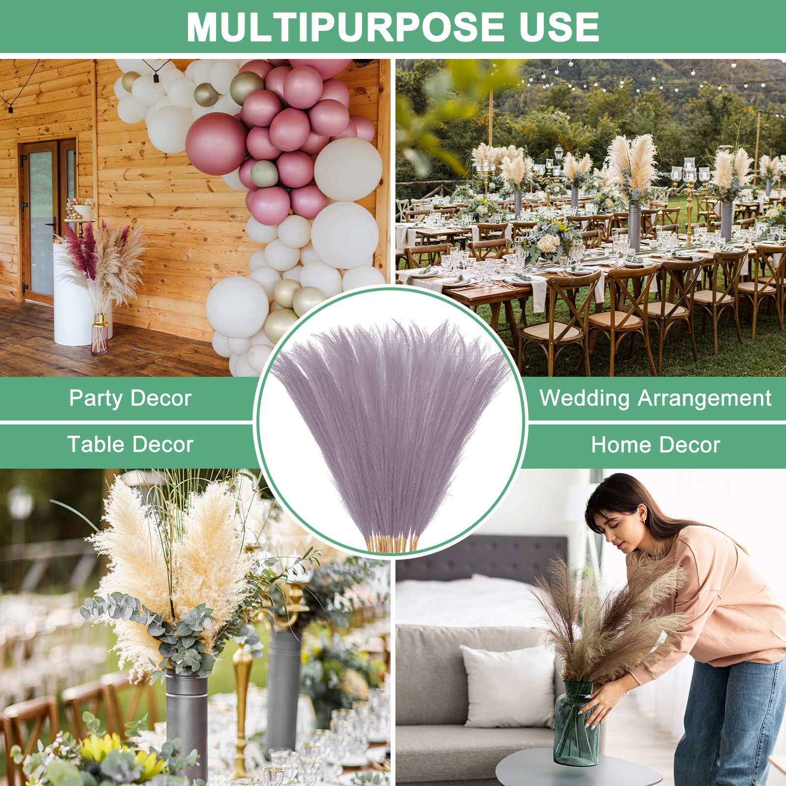 20-Pack Faux Pampas Grass 21.7 Inch for Home Decor/Wedding [Purple]