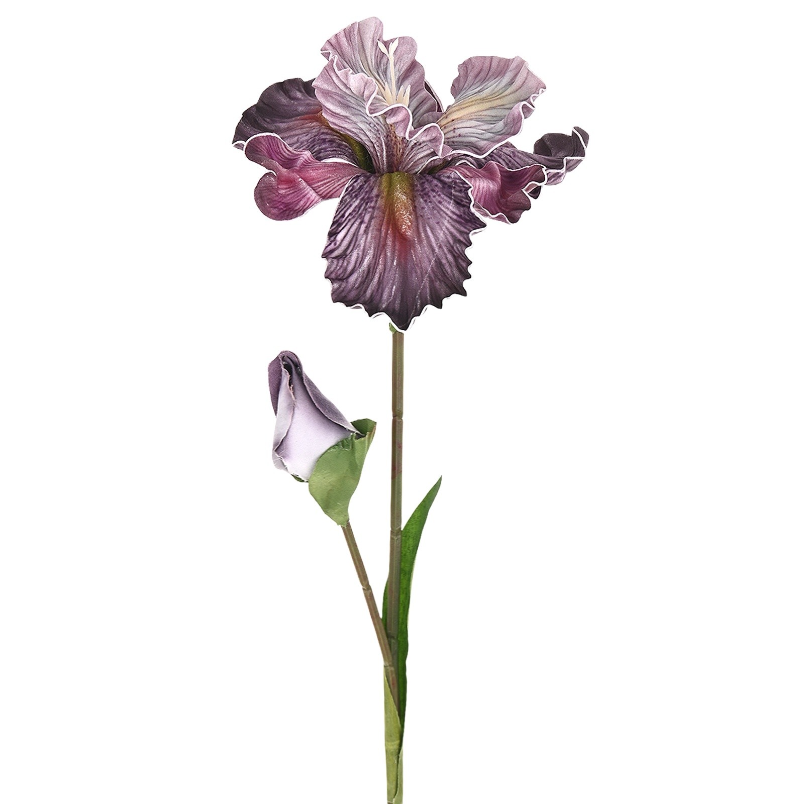 1-Pack Artificial Iris Flowers with Flower Bud 17.7 Inch for Home [WHite Brown]