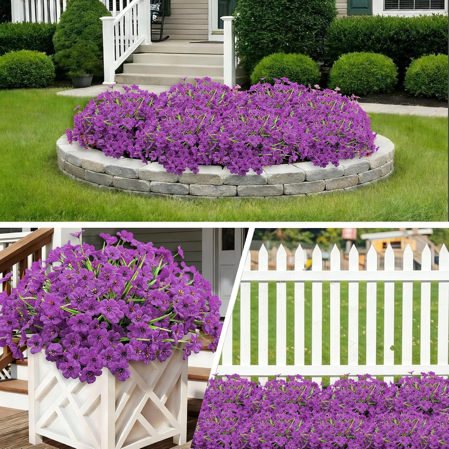 20 Bundles Artificial Flowers for Outdoors, UV Resistant Fake Realistic